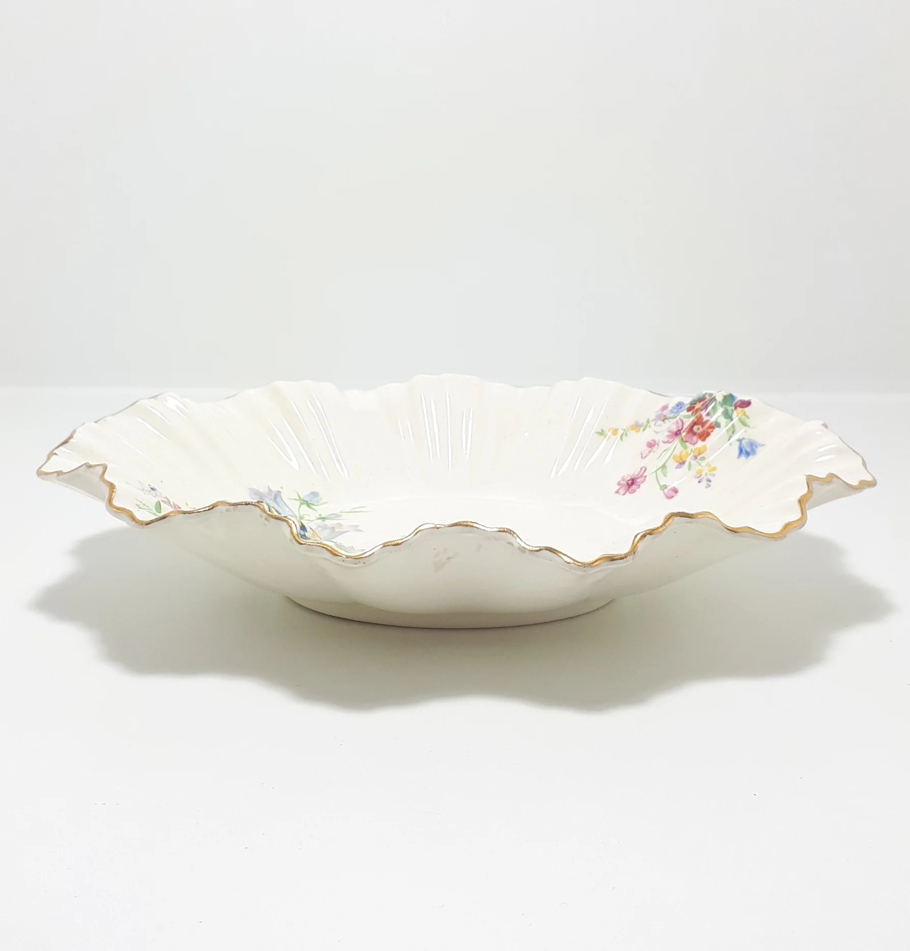 1913 Rare Antique James Kent Ltd, Longton, Fine Porcelain Fluted & Scalloped Bowl - Image 2