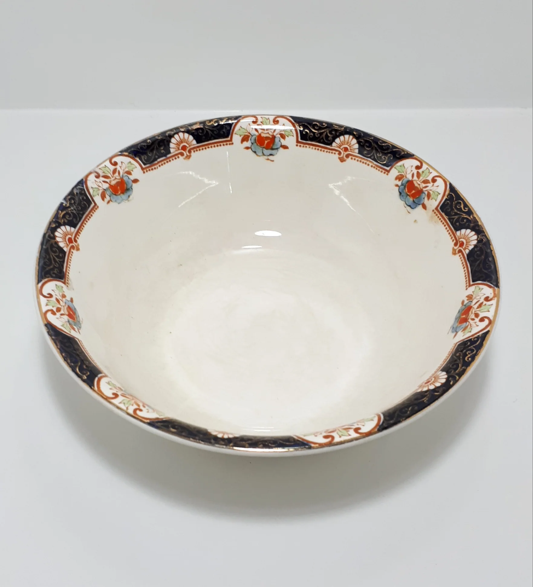 1917-1929 Rare Antique Woods Ware (Wood & Son Ltd.) Porcelain Montrose Patterned Salad Bowl - Image 3
