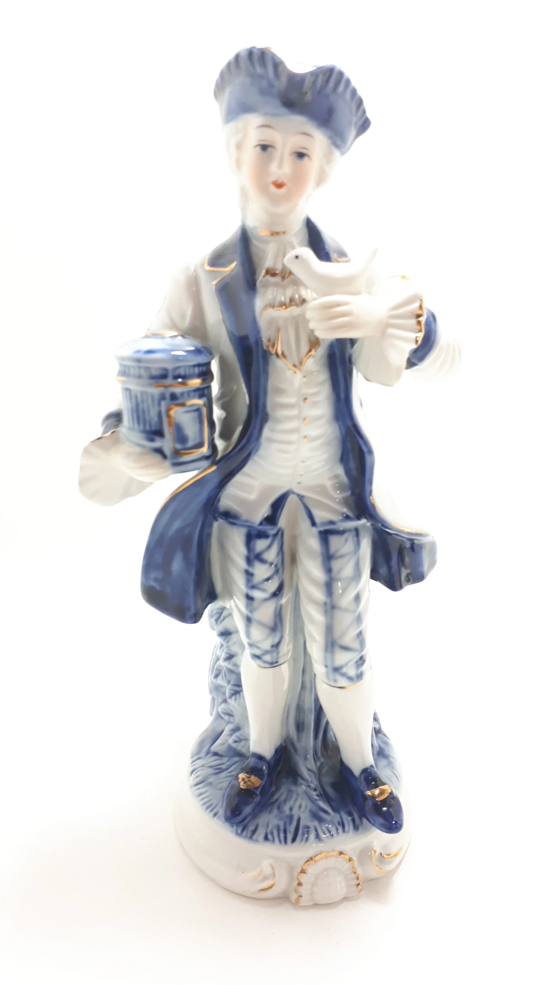 1925-1967 Collectable Fine Porcelain Blue & White Capodimonte Victorian Figurine Pair – Male & Female - Image 3