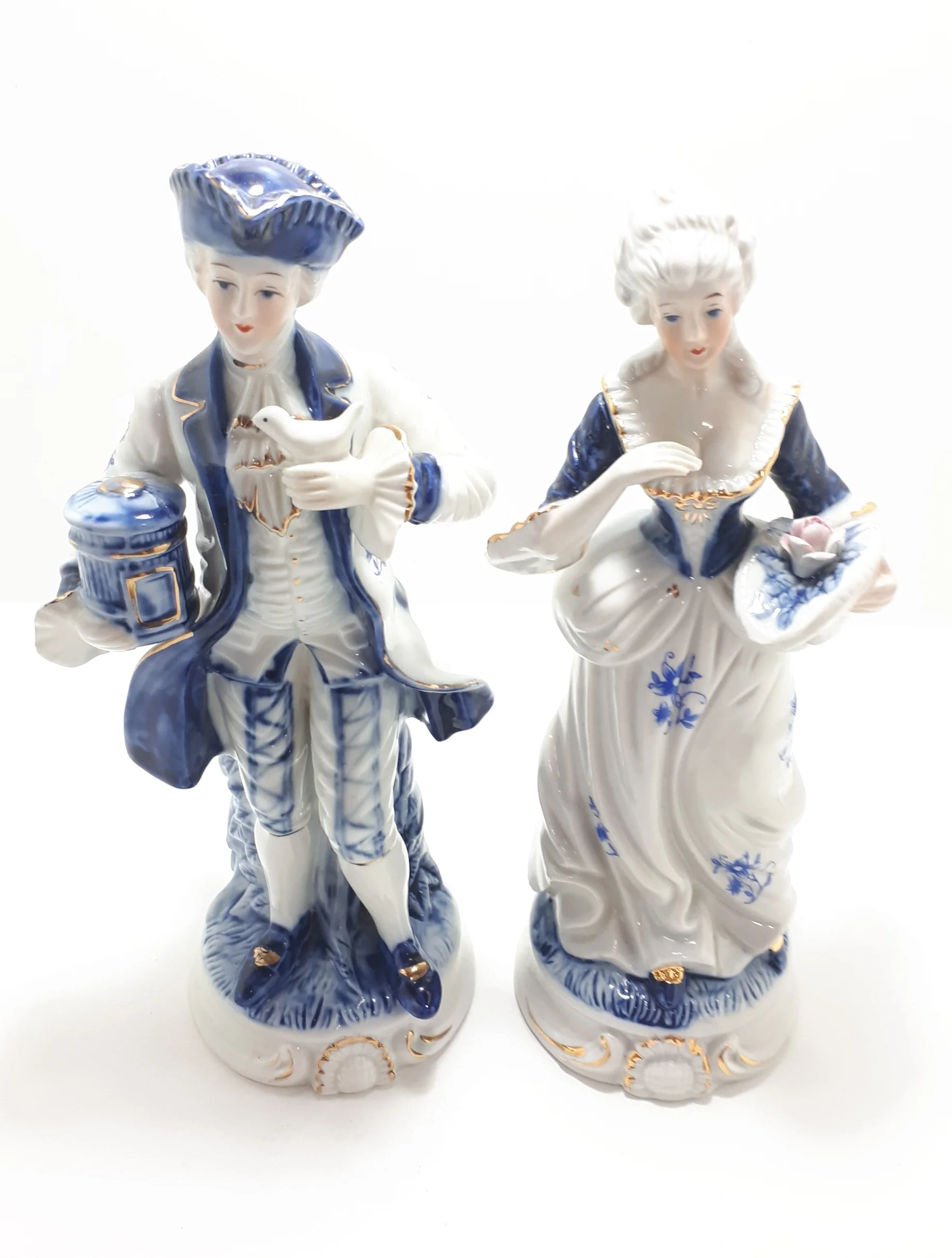1925-1967 Collectable Fine Porcelain Blue & White Capodimonte Victorian Figurine Pair – Male & Female - Image 5