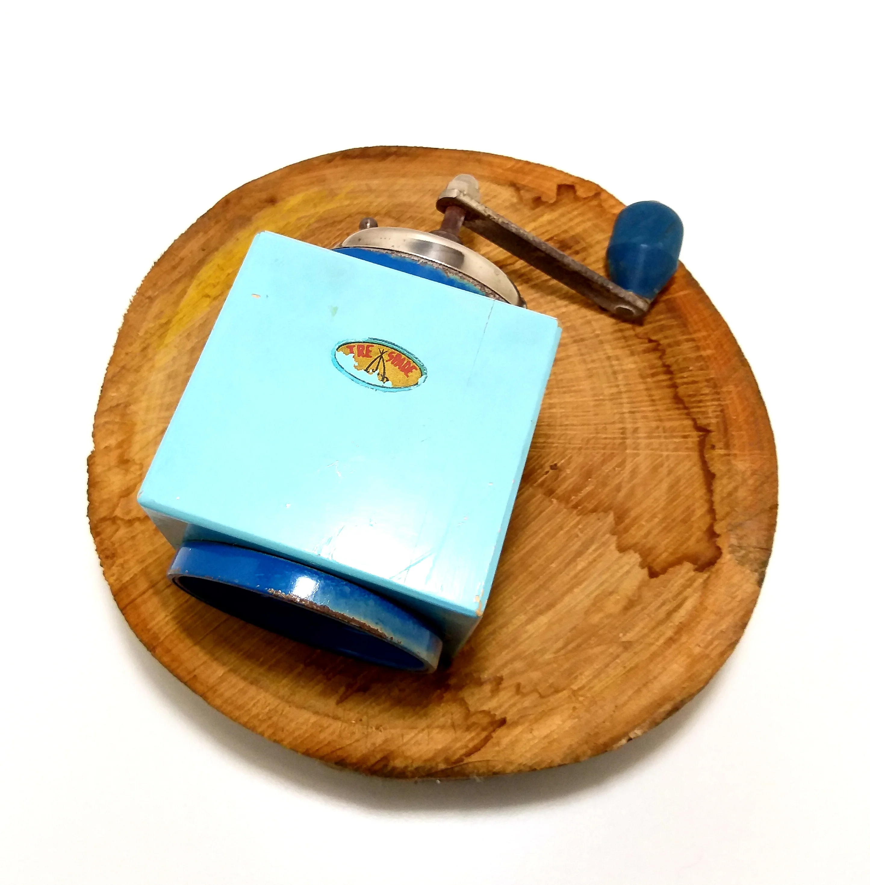 1930’s Italian Tre Spade Blue Toned Coffee Grinder - Image 4