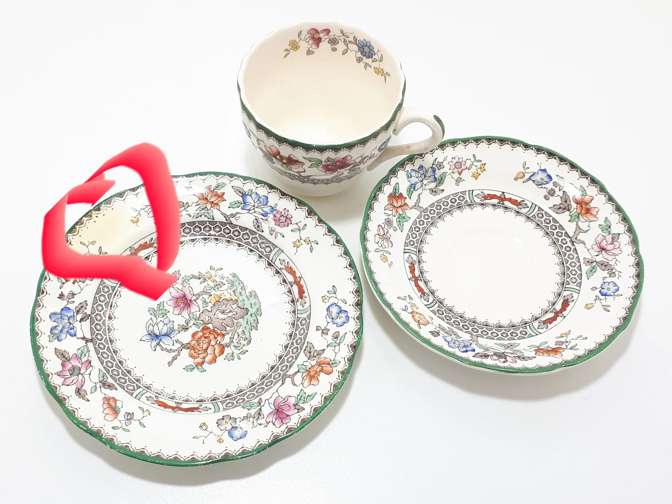 1930’s Vintage Copeland Spode Chinese Rose Pattern Tea Trio – Rd. No. 629599 - Image 8