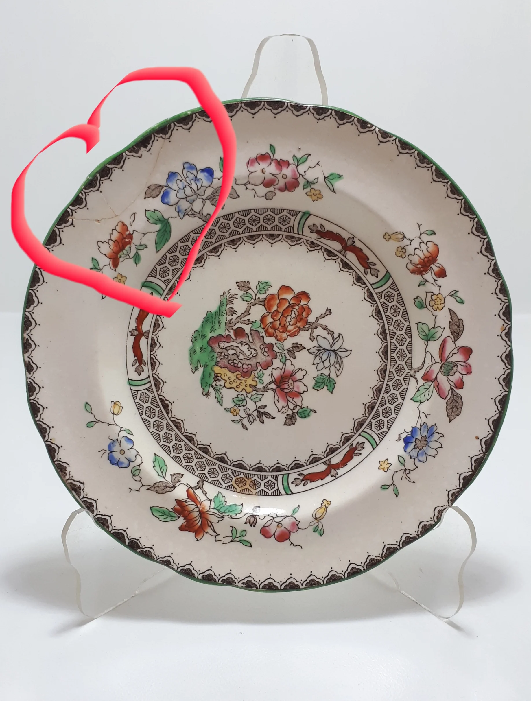 1930's Copeland Spode "Chinese Rose" Demitasse Tea Plate - RD No. 629599 - Image 5