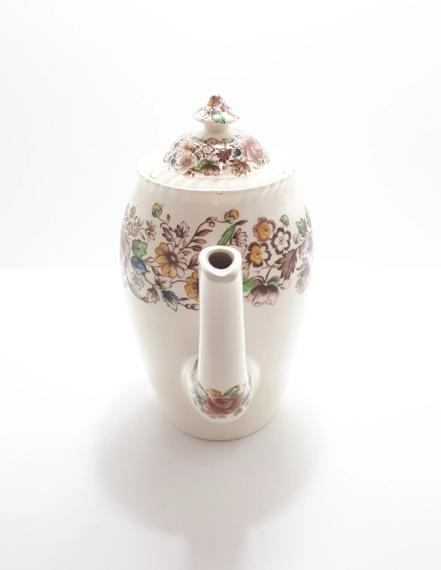 1935-1950 Johnson Bros. Windsor Ware Porcelain Coffee / Tea Pot – Garden Bouquet Pattern - Image 4