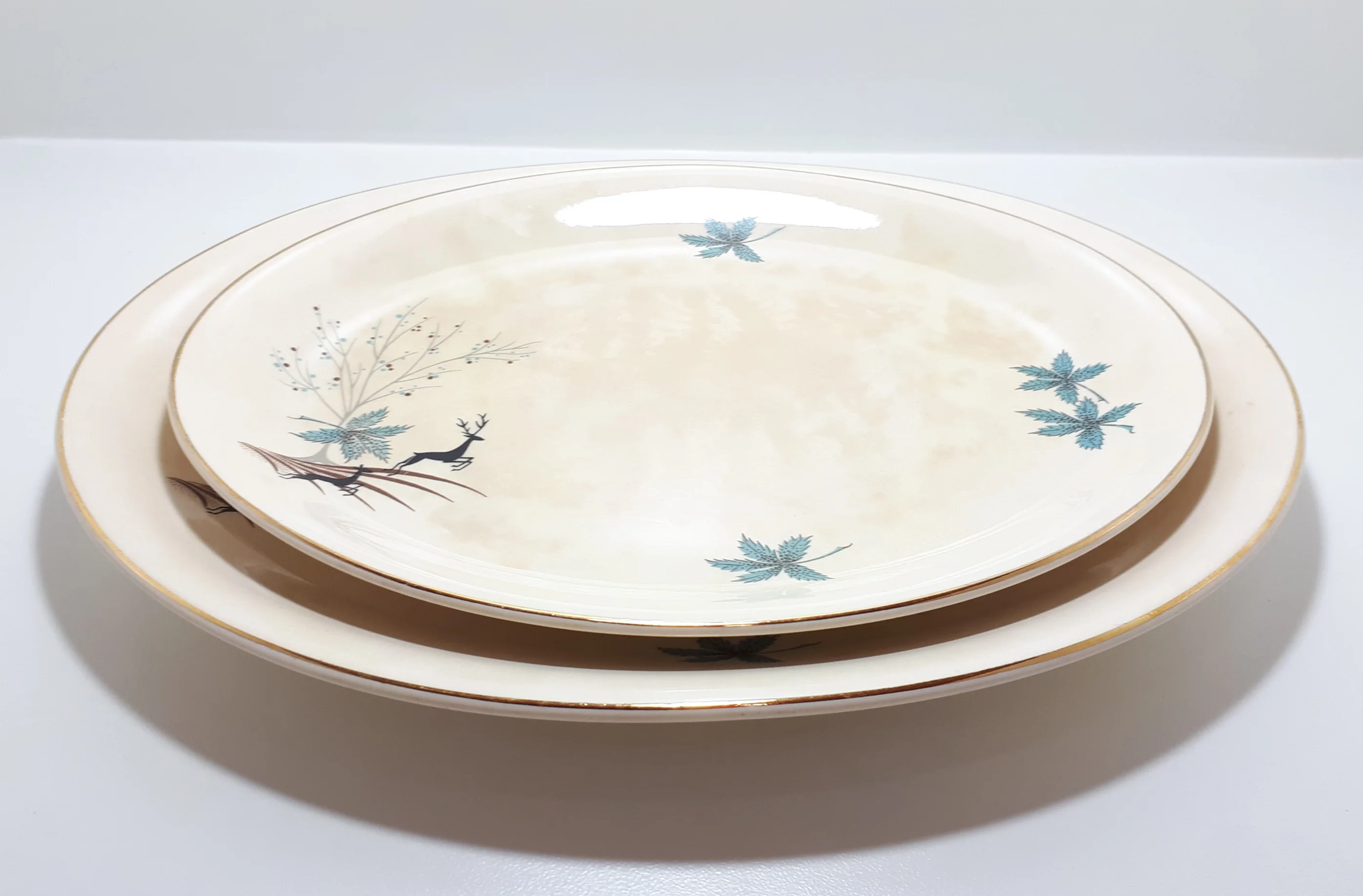 1940-1959 Alfred Meakin Fine Porcelain Serving Platter Set – Blue Stag Pattern - Image 6