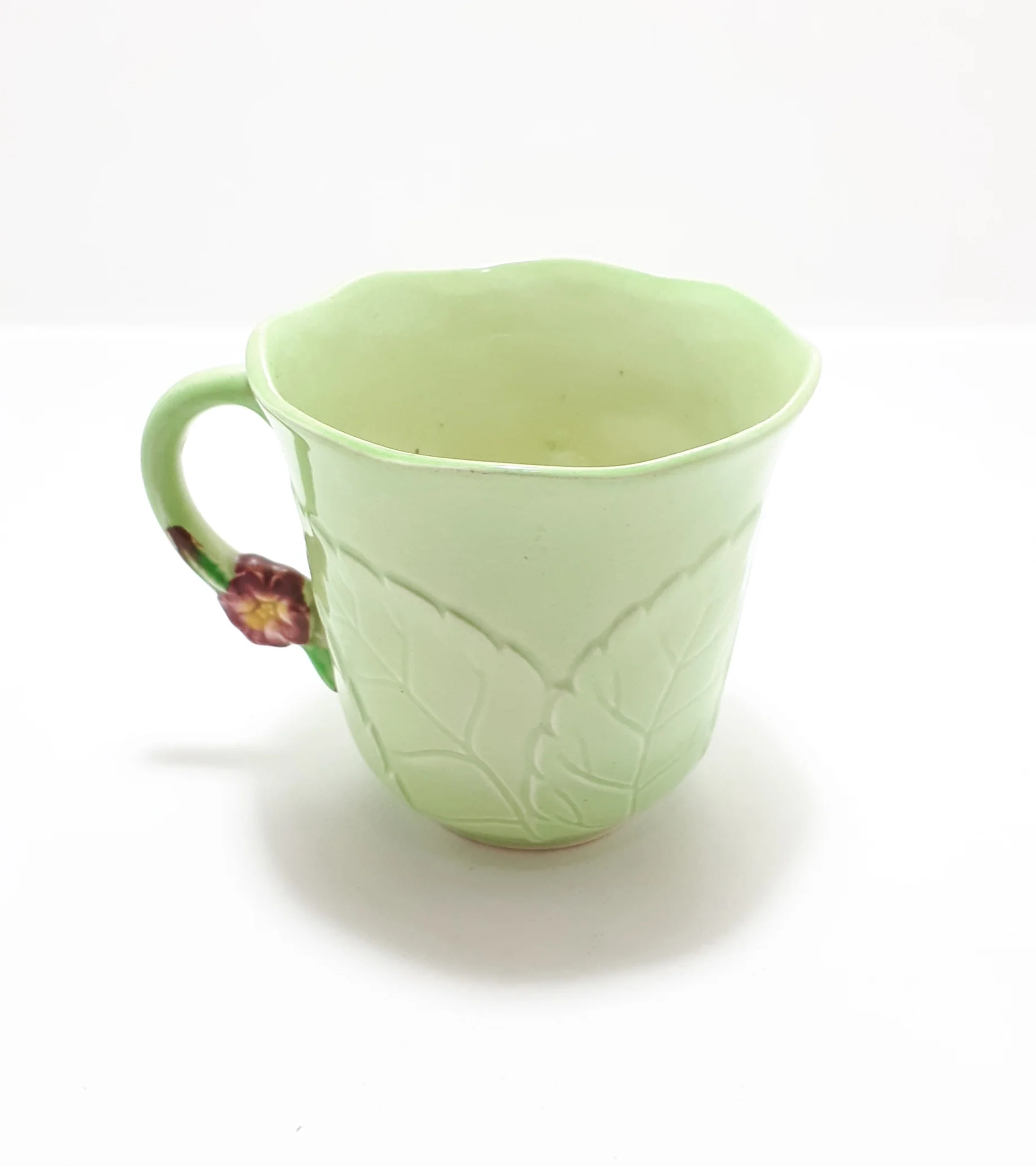 1940’s Carlton Ware “Primula” Porcelain Embossed Tea Cup- Green - Image 3