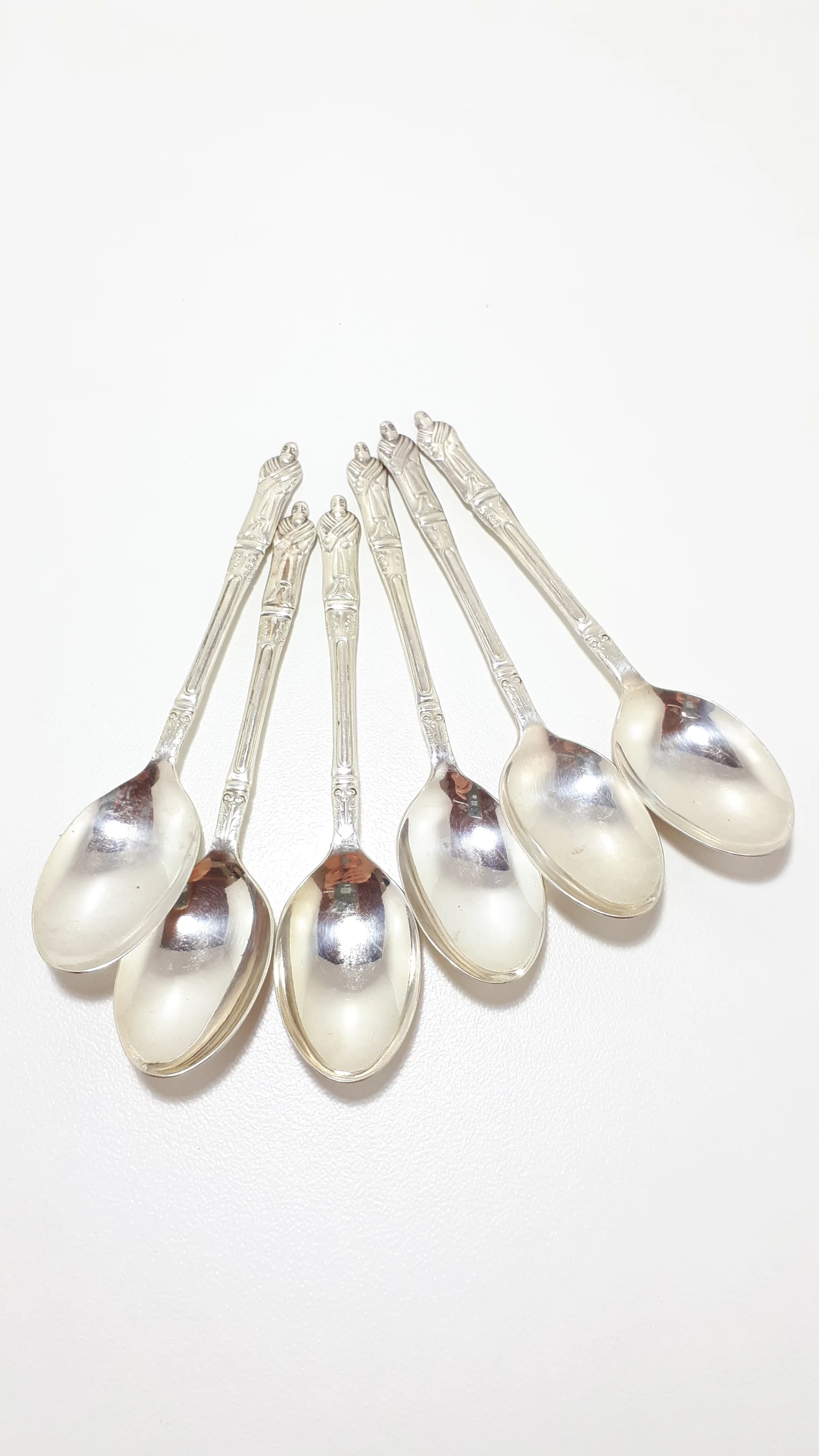1940's - 1950's Vintage Set Of 6 Silver Plated St. Paul/St. Matthew Apostle Demitasse Spoons - Image 2