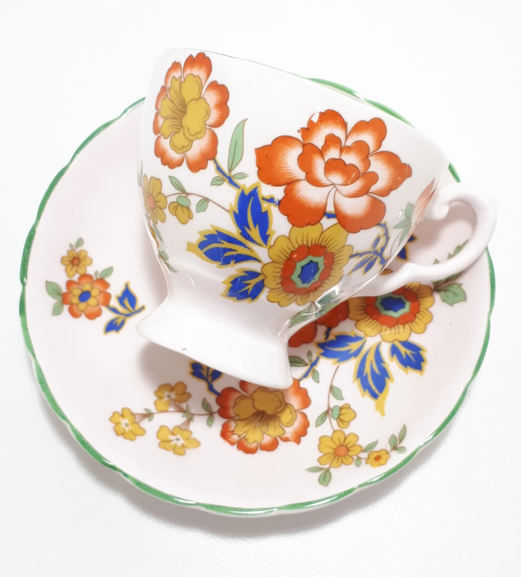 1950's Tuscan Fine English Bone China (RH & SL Plant Ltd.) Tea Duo - Floral on Pink Background - 9172H - Image 4