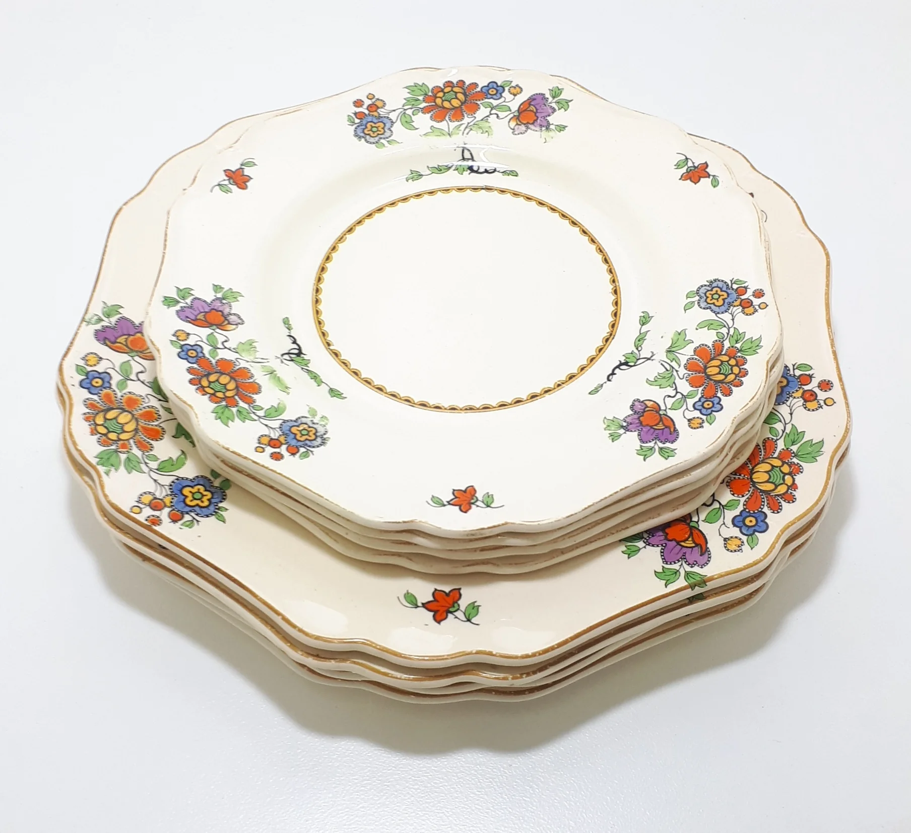 8 Piece Dinnerware, 1927+ Vintage John Maddock & Sons Set Of Royal Ivory Ware – Minerva Series, Persian Rose Pattern