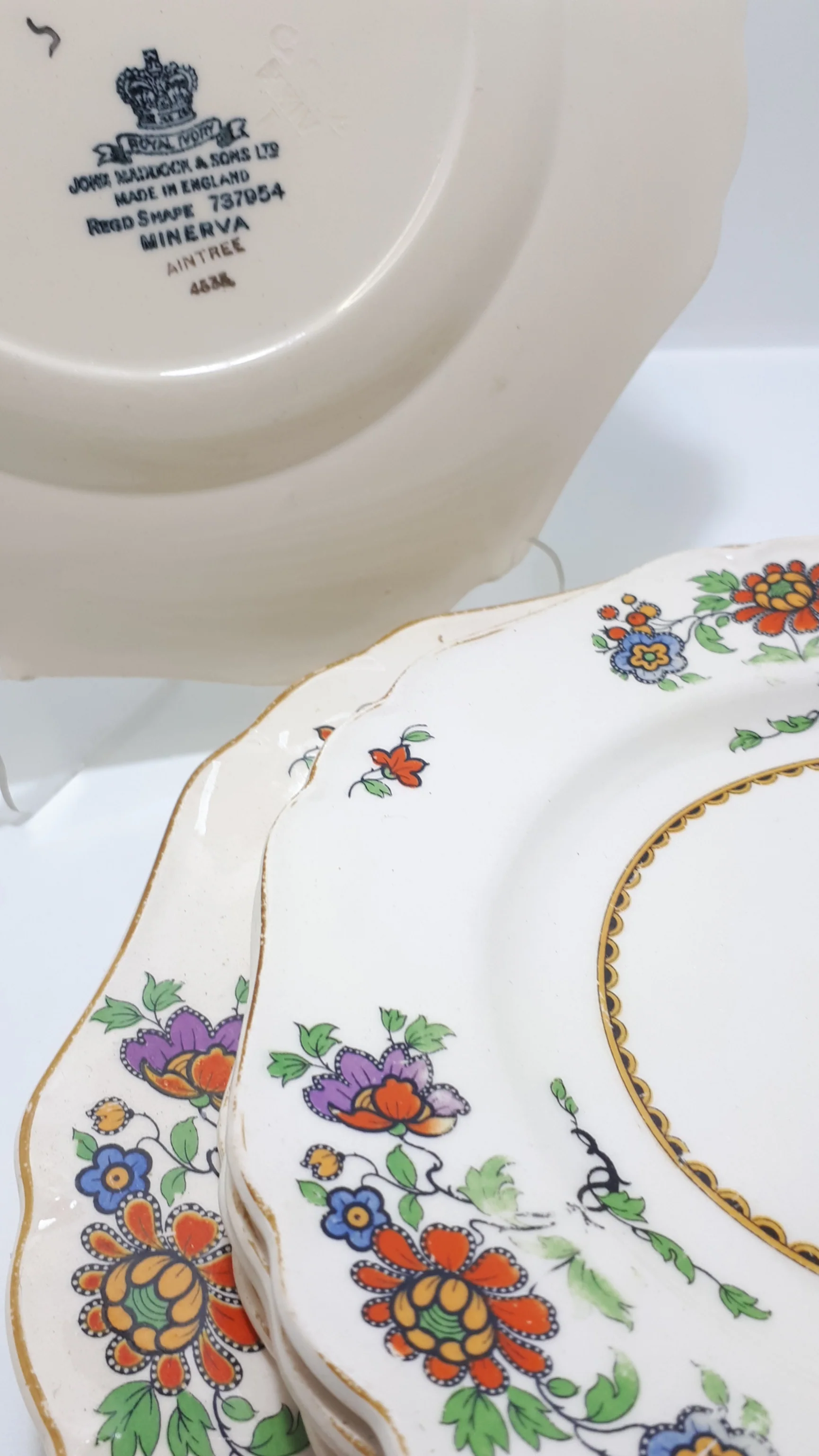 8 Piece Dinnerware, 1927+ Vintage John Maddock & Sons Set Of Royal Ivory Ware – Minerva Series, Persian Rose Pattern - Image 8