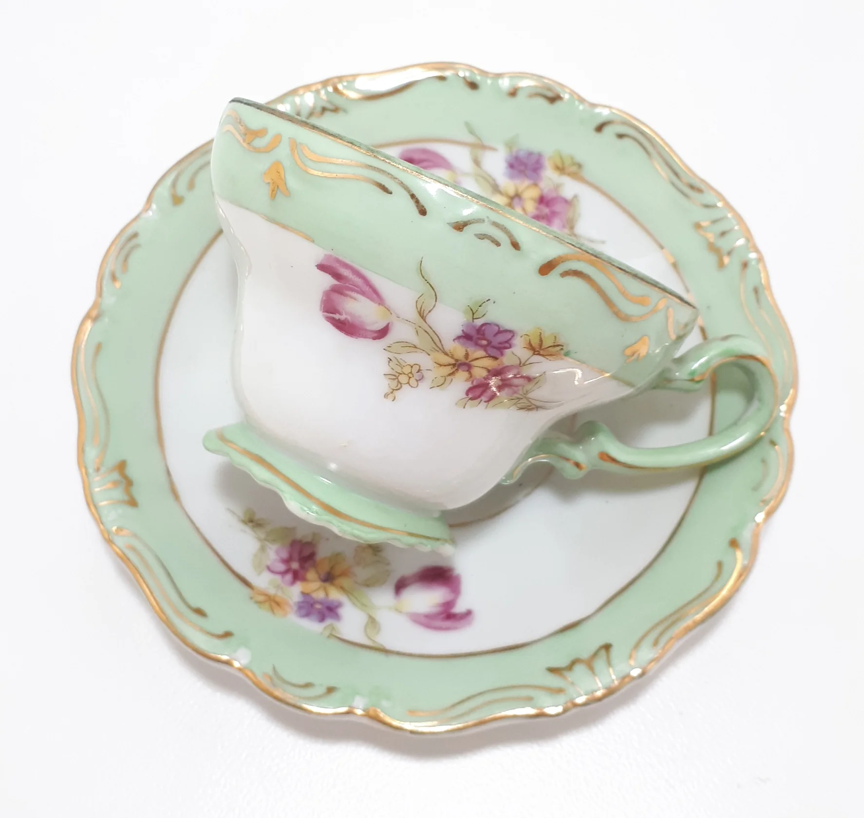 Antique (Pre 1921) Japanese Cherry China Fine Porcelain Demitasse Duo - Rare - Image 3
