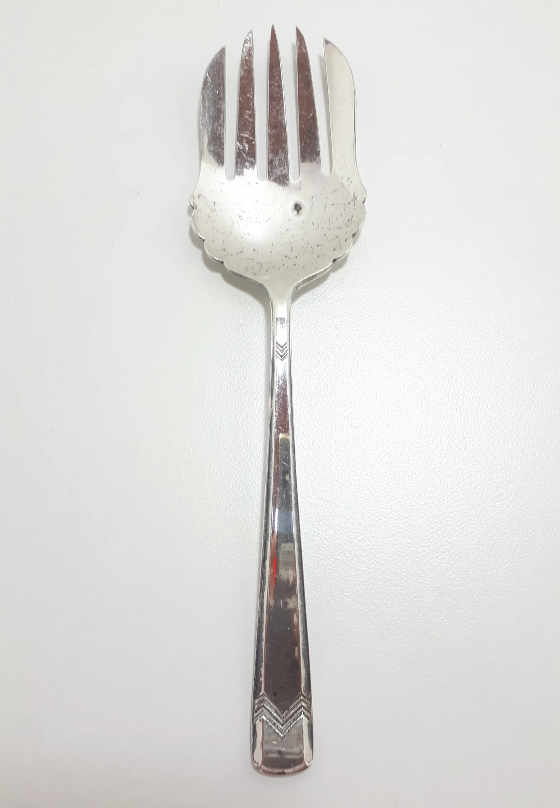 Antique Silver plated James Dixon & Sons, Sheffield, Salad Serving Fork (Art Deco Handle Design)