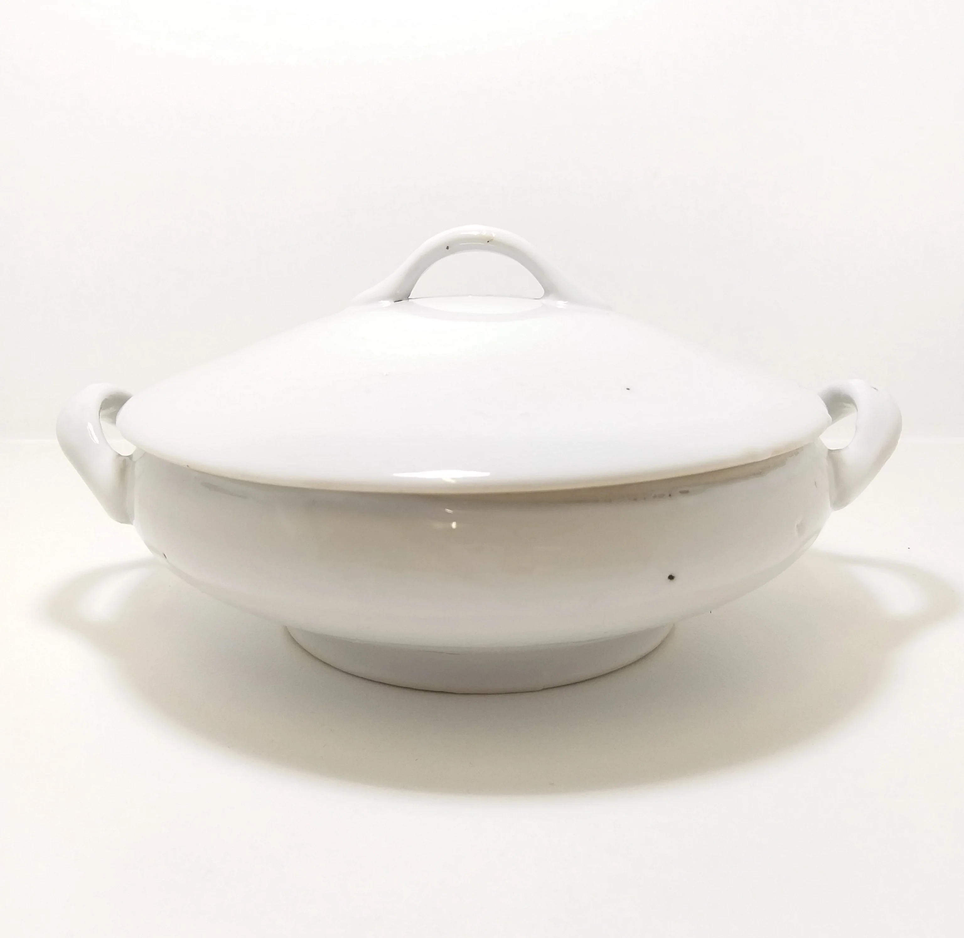 Antique Standard White & Glazed Porcelain Soup / Vegetable Tureen