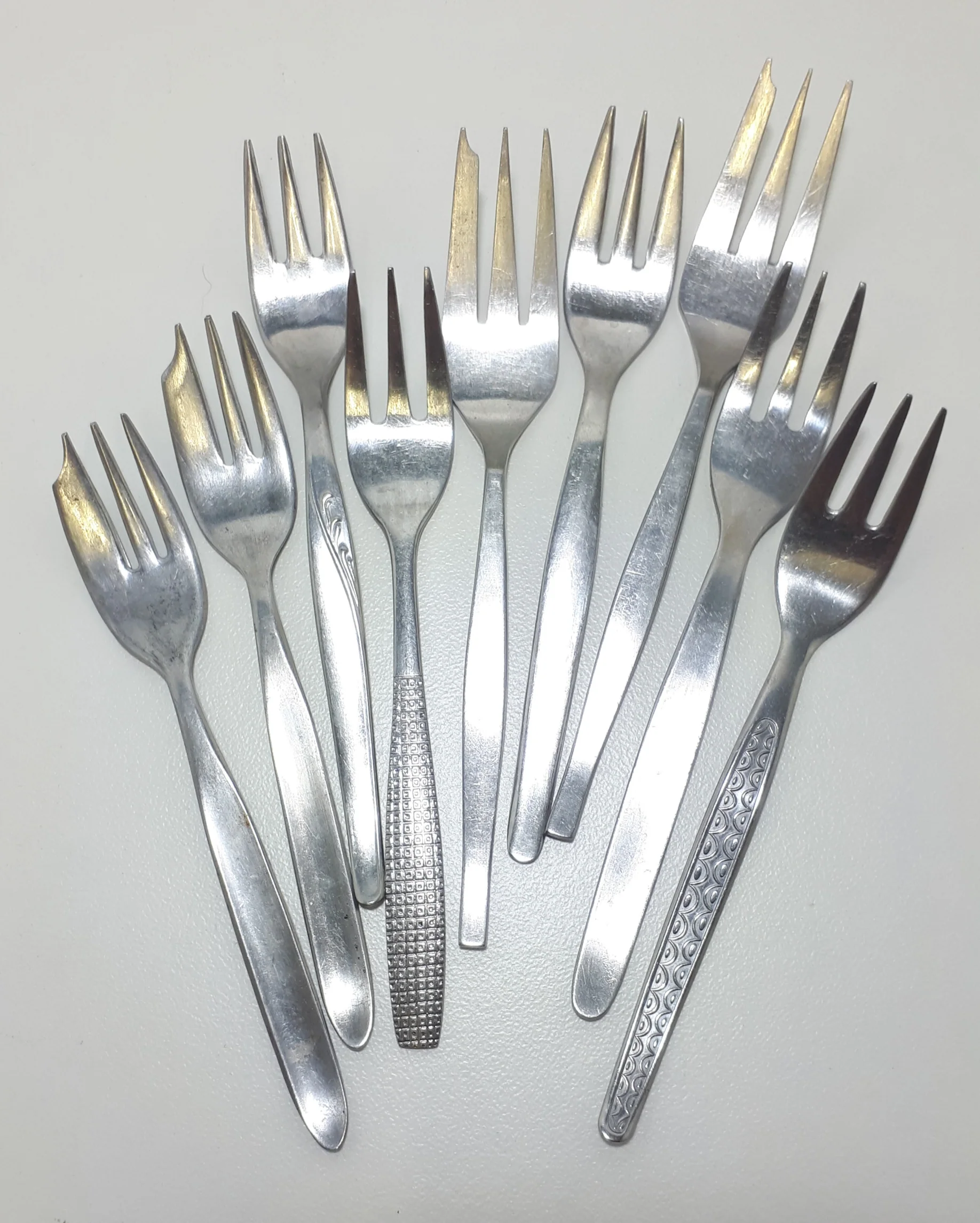Assembled Set Of 9 Different Stainless Steel Cake / Pastry Forks - Image 5