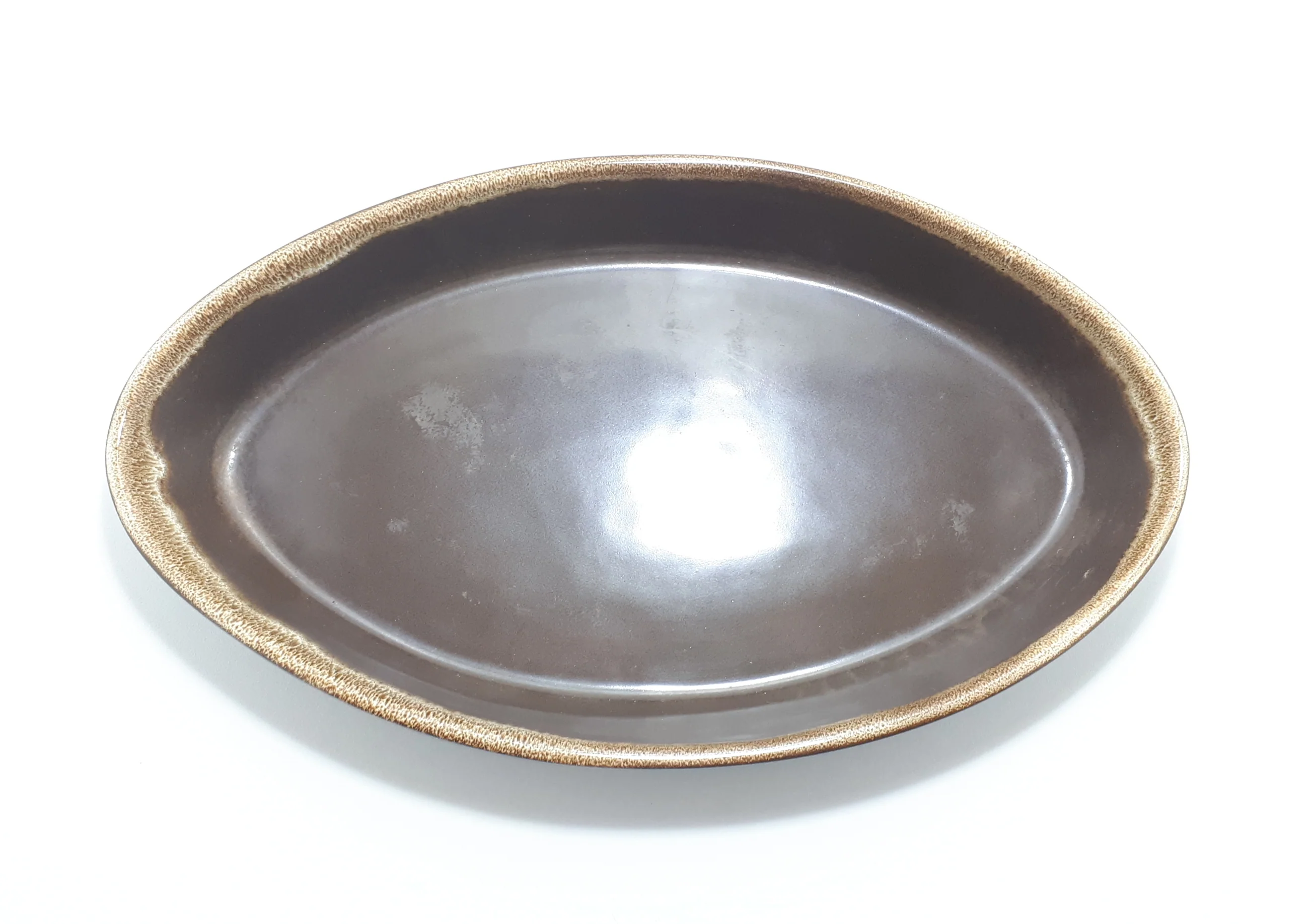 Brown & Cream Vintage Oval Ceramic Baking / Casserole Dish - Image 3