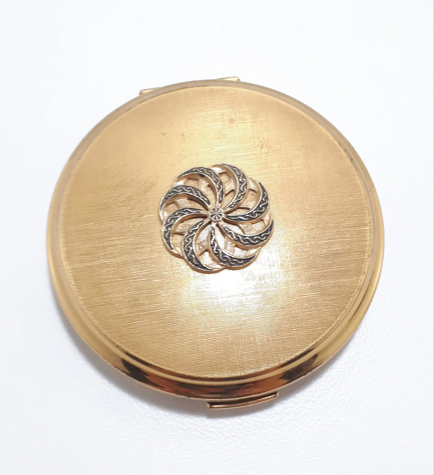 Collectable Brass Stratton Compact With Black Protective Textile Bag