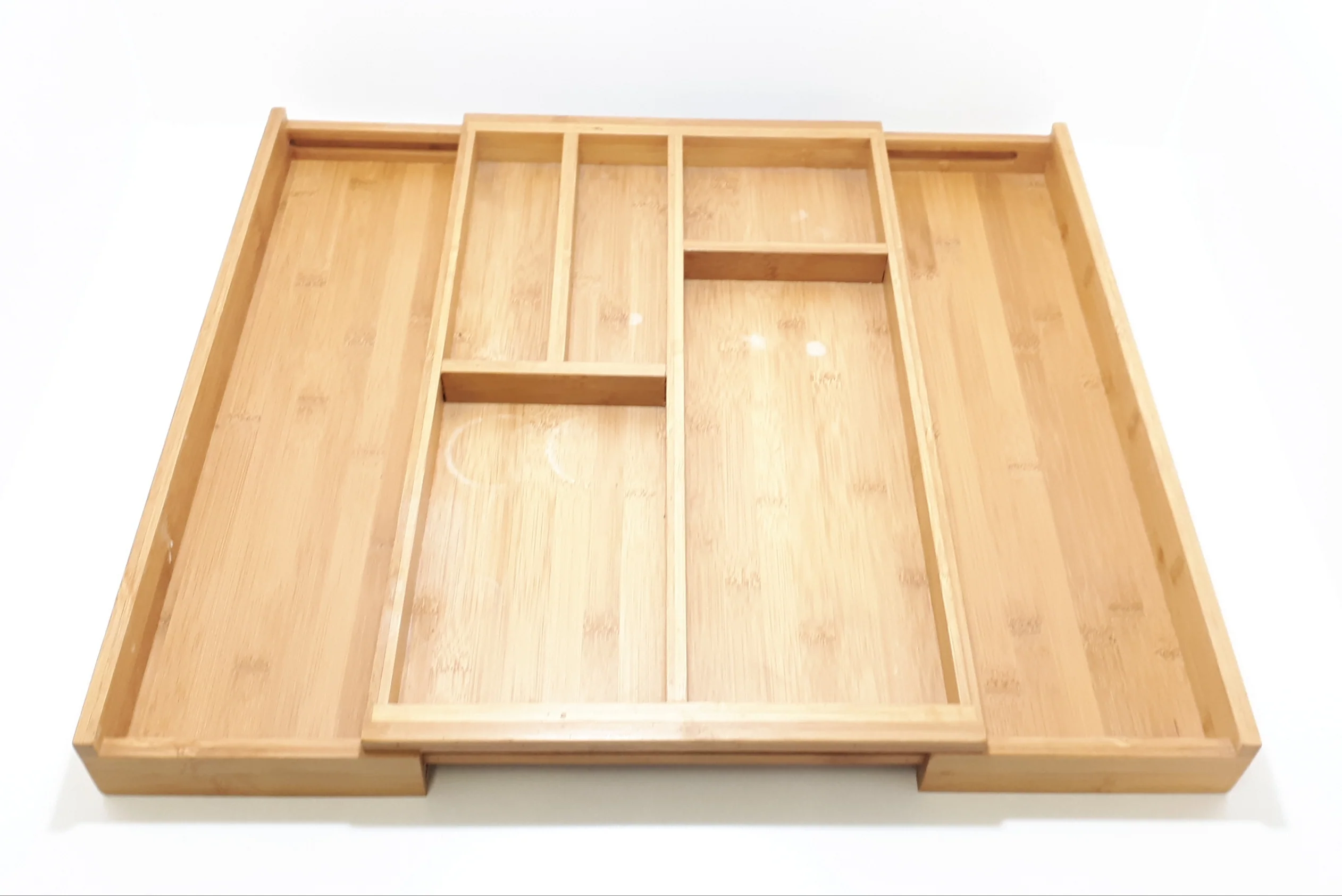 Contemporary Rectangular Bamboo Kitchen Countertop / Drawer Cutlery Tray With Expandable Sides - Image 3