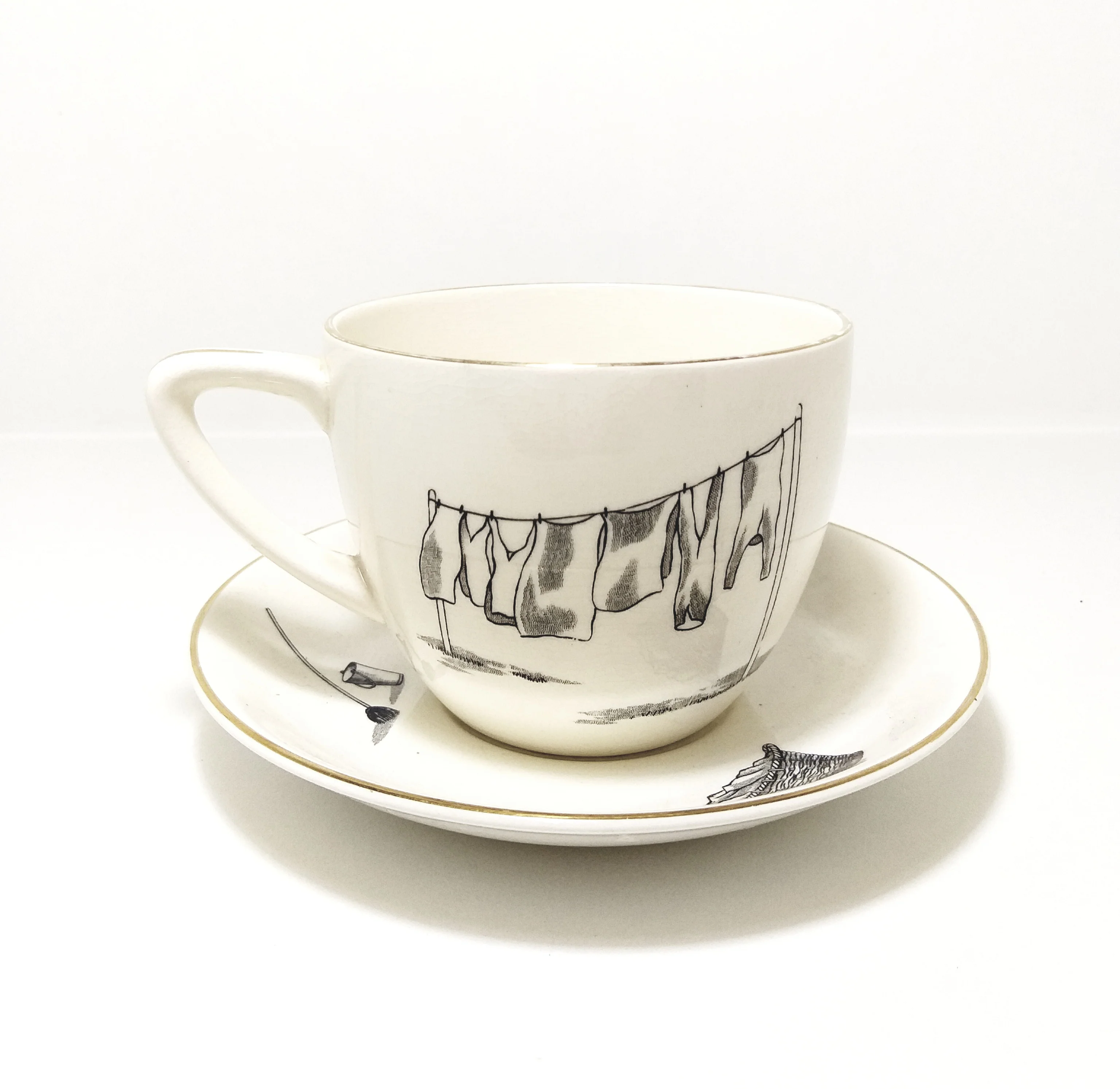 Extra Large Crown Devon Pottery “Fathers” Tea Duo – Cup & Saucer - Image 2