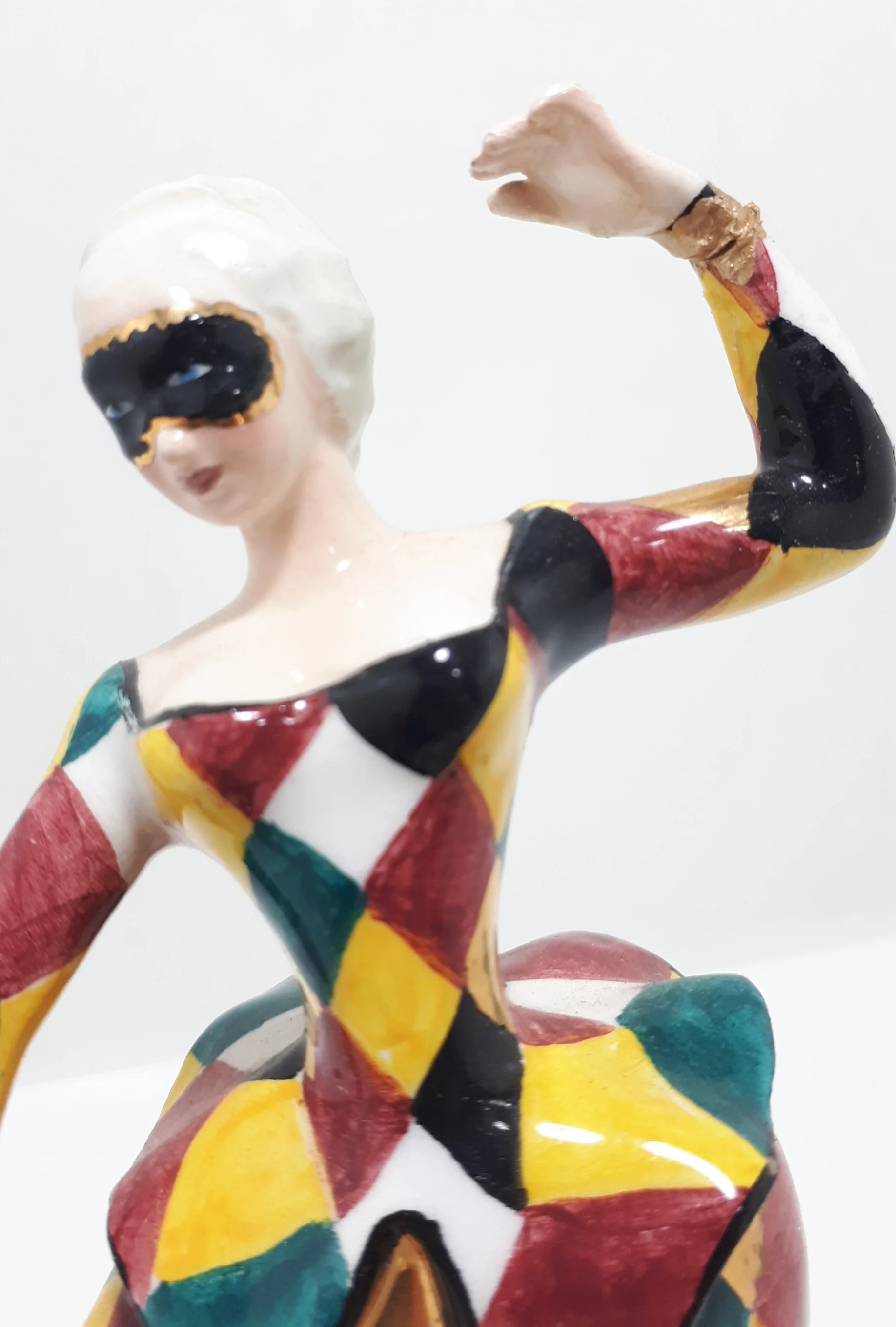 Extremely Rare 1950’s Italian Liani Fine Porcelain Dancing Harlequin / Jester Figurine - Female - Image 5