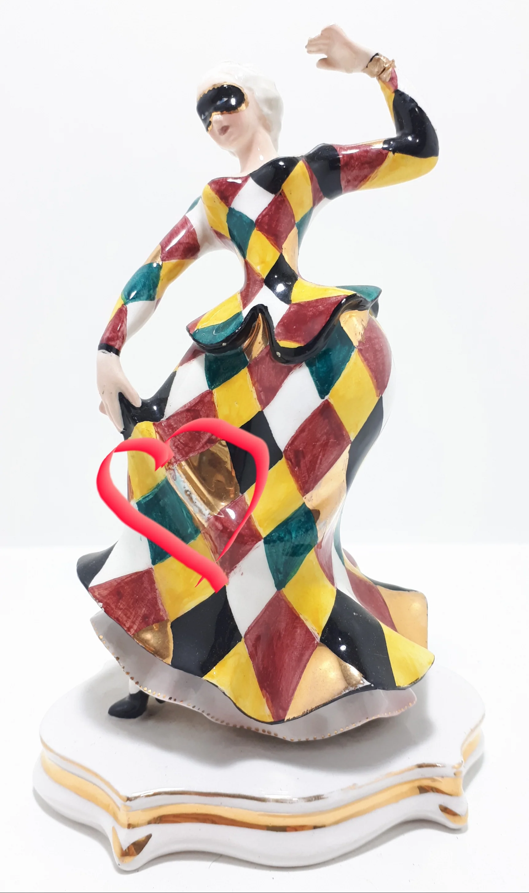 Extremely Rare 1950’s Italian Liani Fine Porcelain Dancing Harlequin / Jester Figurine - Female - Image 8