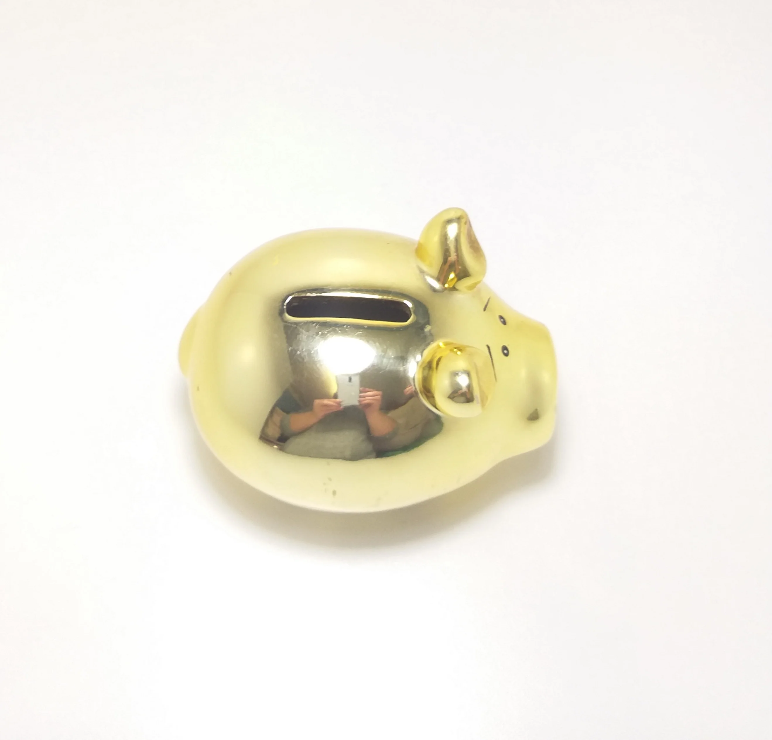 Gorgeous Little Fat Porcelain Piggy Bank - Gold - Image 3