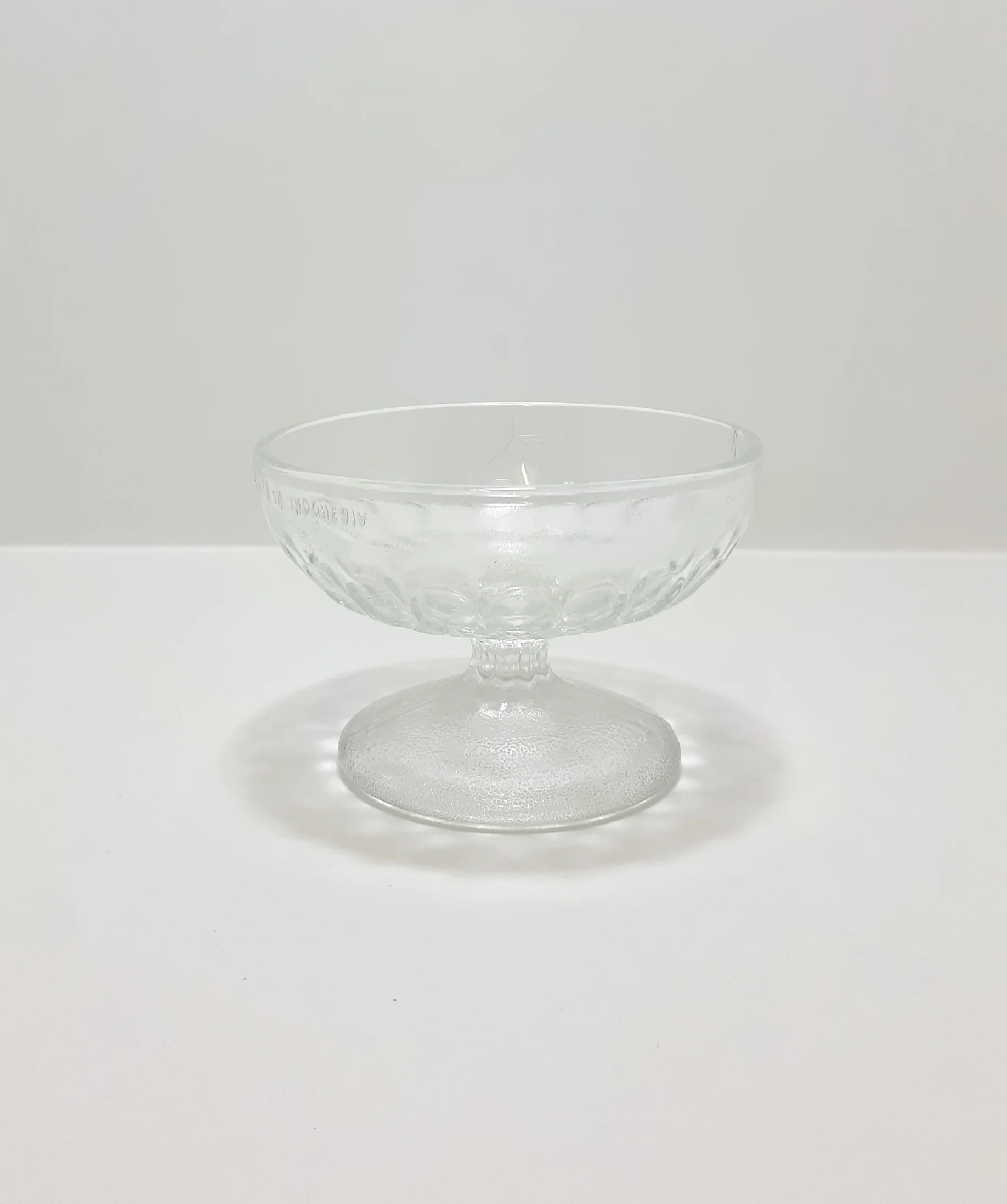 Indonesian Clear Glass Pedestal Dessert Bowl - Image 3
