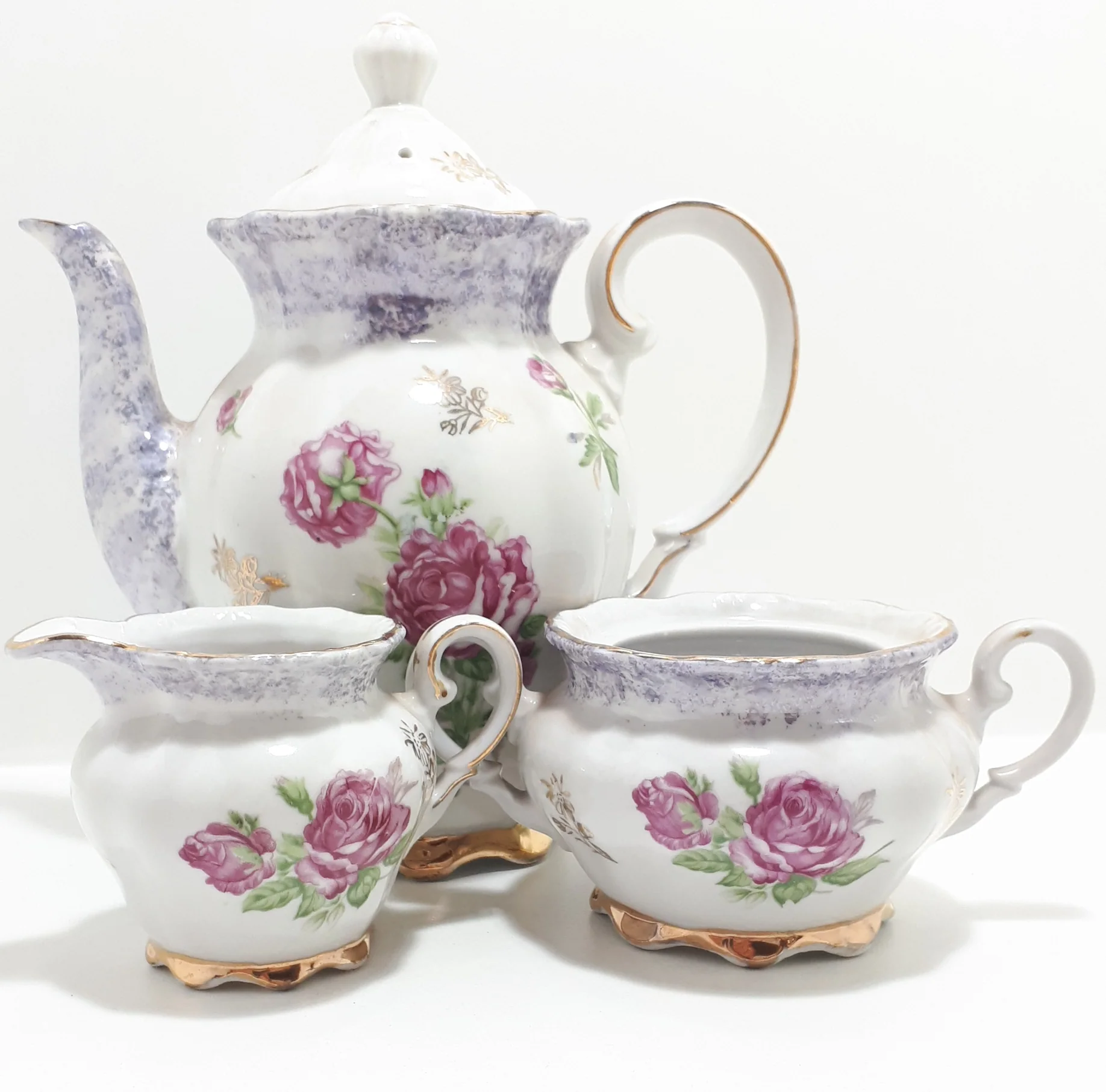 Japanese Lustre Ware Coffee Pot, Creamer & Double Handled Sugar Bowl - Image 2