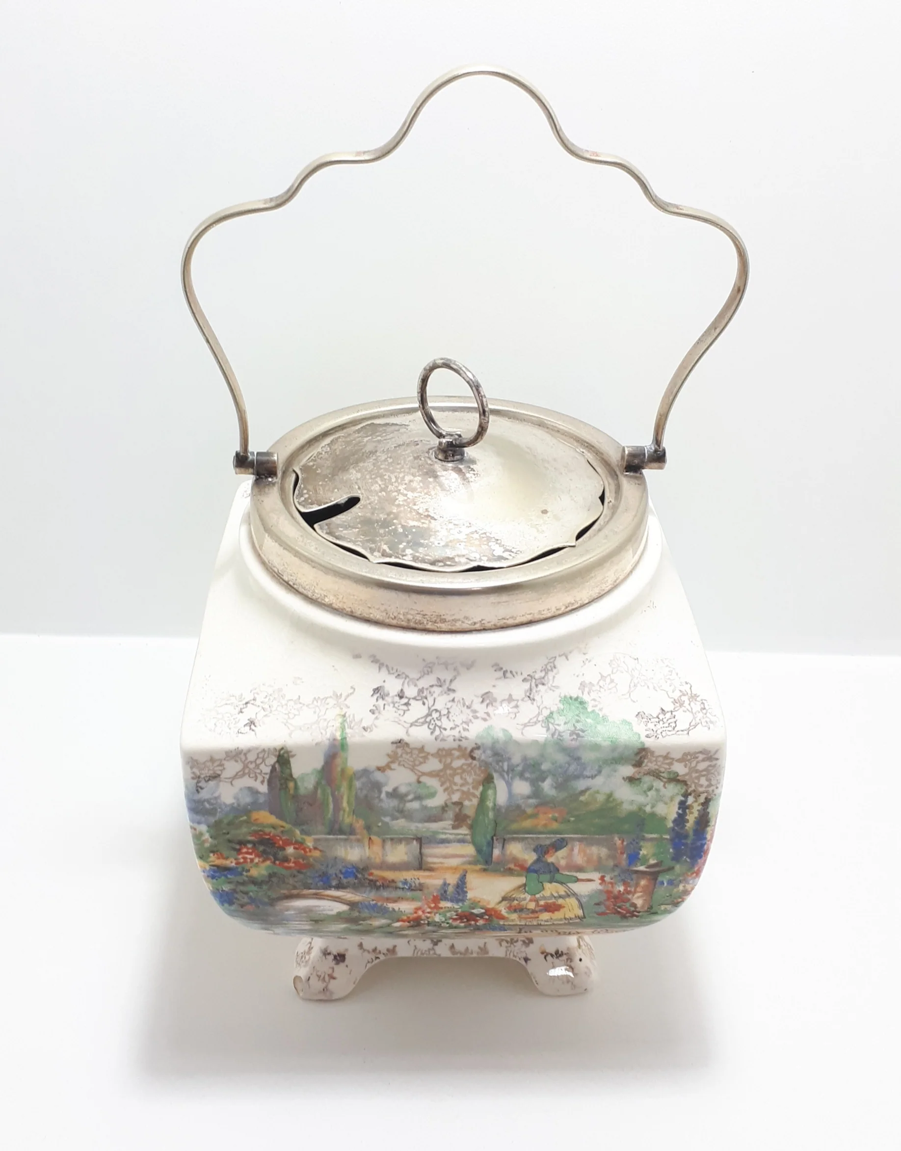 Lancaster & Sandland Ltd “In An Olde World Garden” Crinoline Lady Biscuit Barrel - Image 2