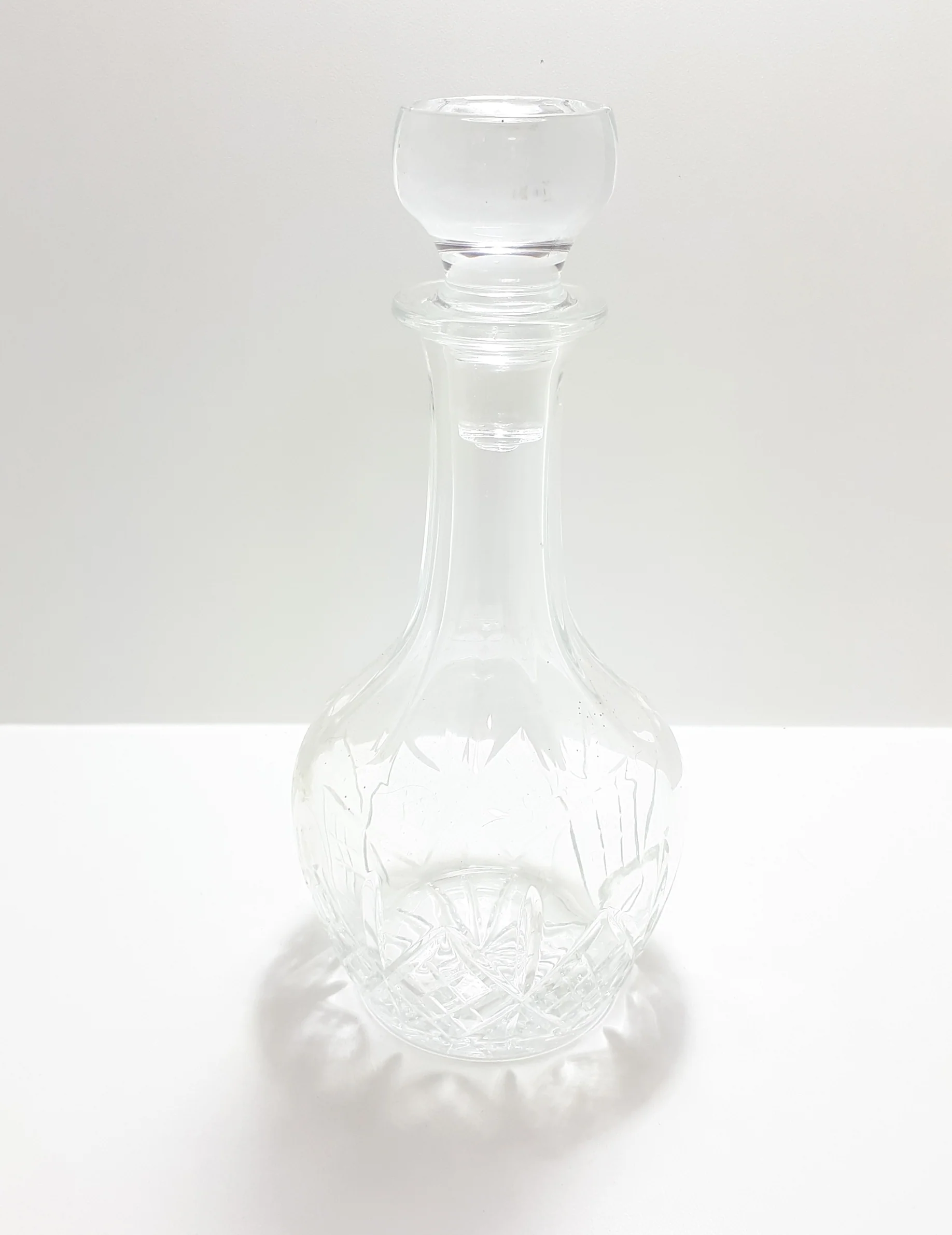 Large Vintage Lead Glass Wine / Port Decanter In Waterford Style With Stopper