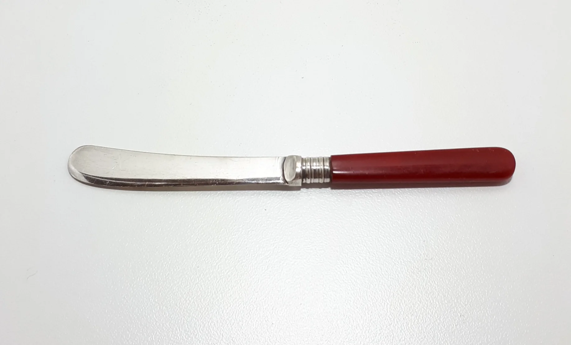 Little EPNS Butter Or Pate Knife With Red Bakelite Handle