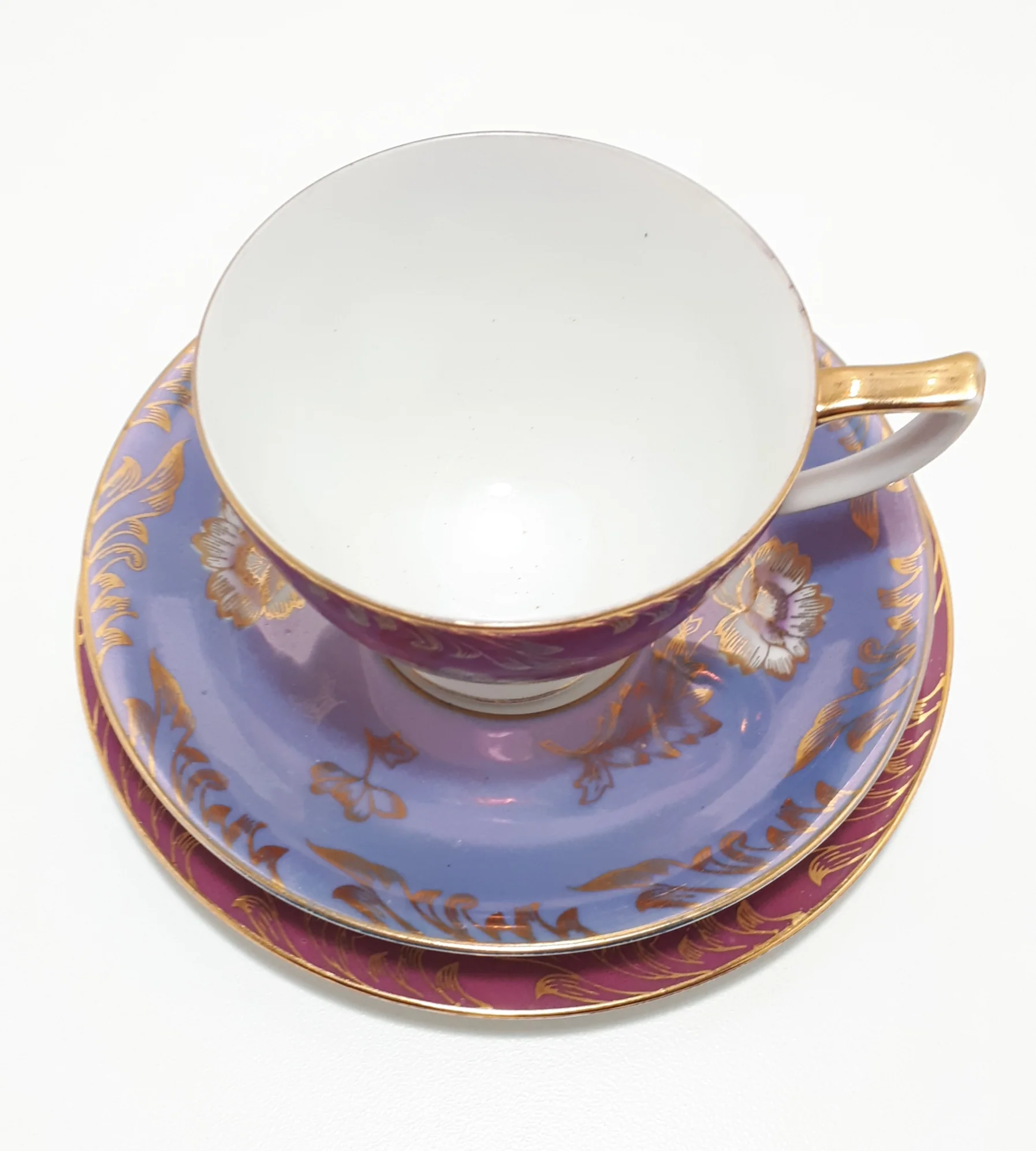 Maurine China Tea Trio In Magenta, Purple & Gold - Image 4