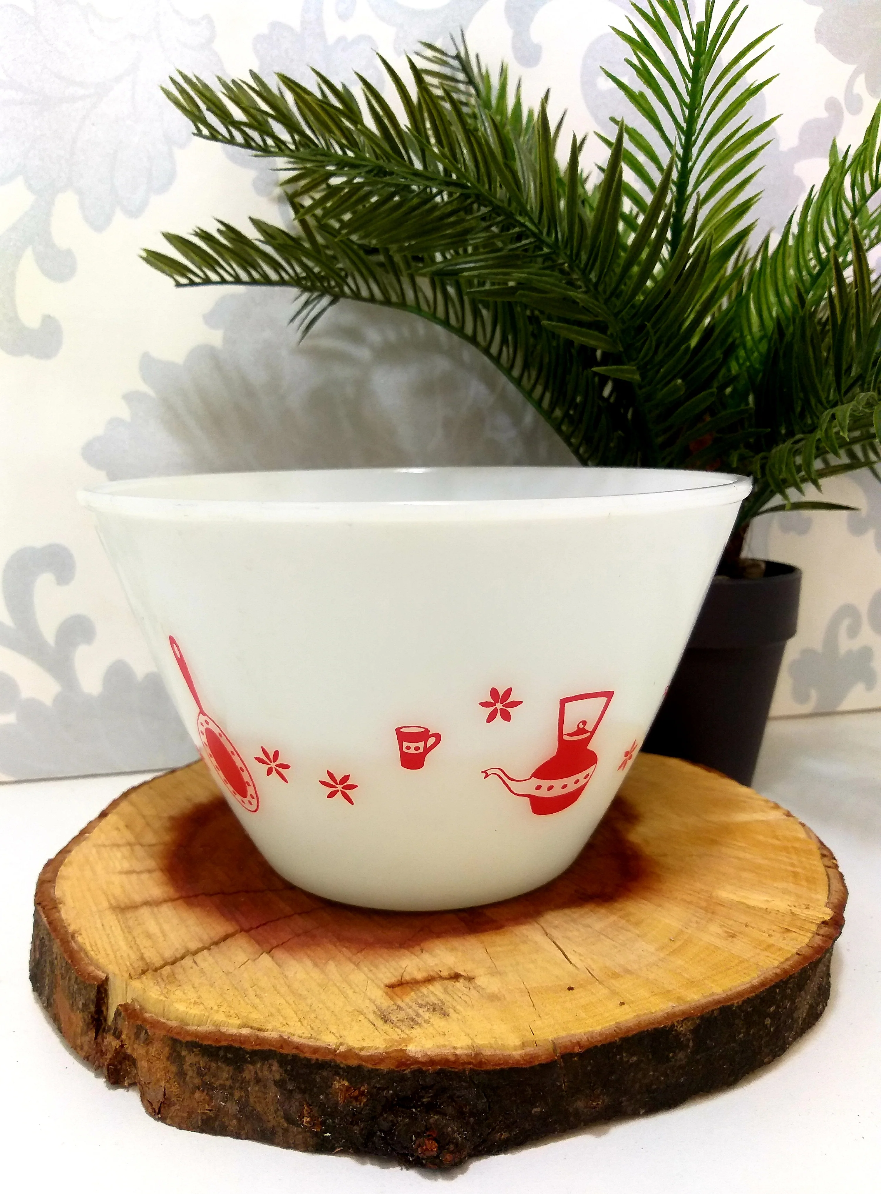 Mid-Century Milk Glass Mixing Bowl - Image 7