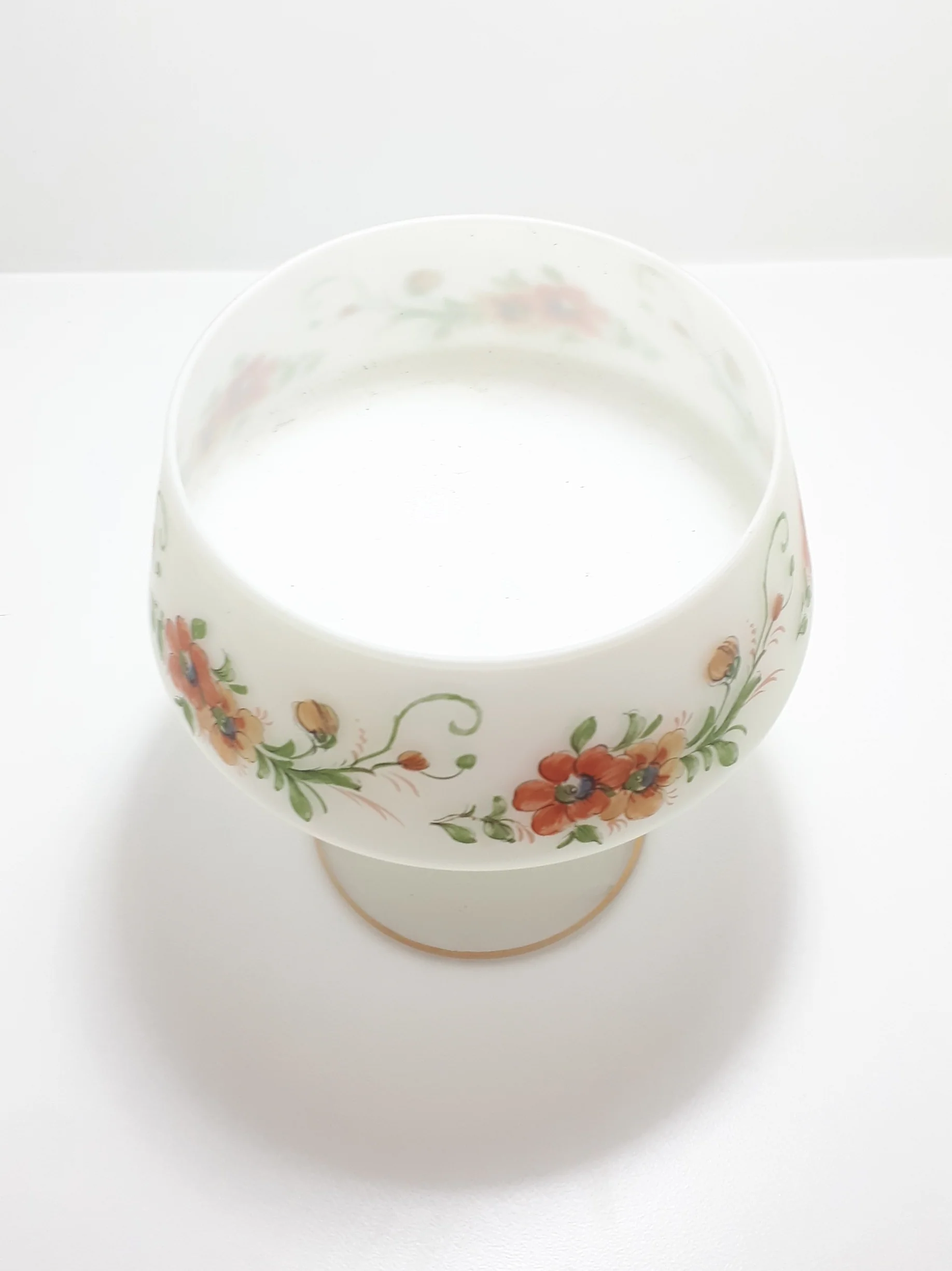 Milk Glass Pedestal Bowl With Frosted Glass Base & Twisted Stem - Image 3
