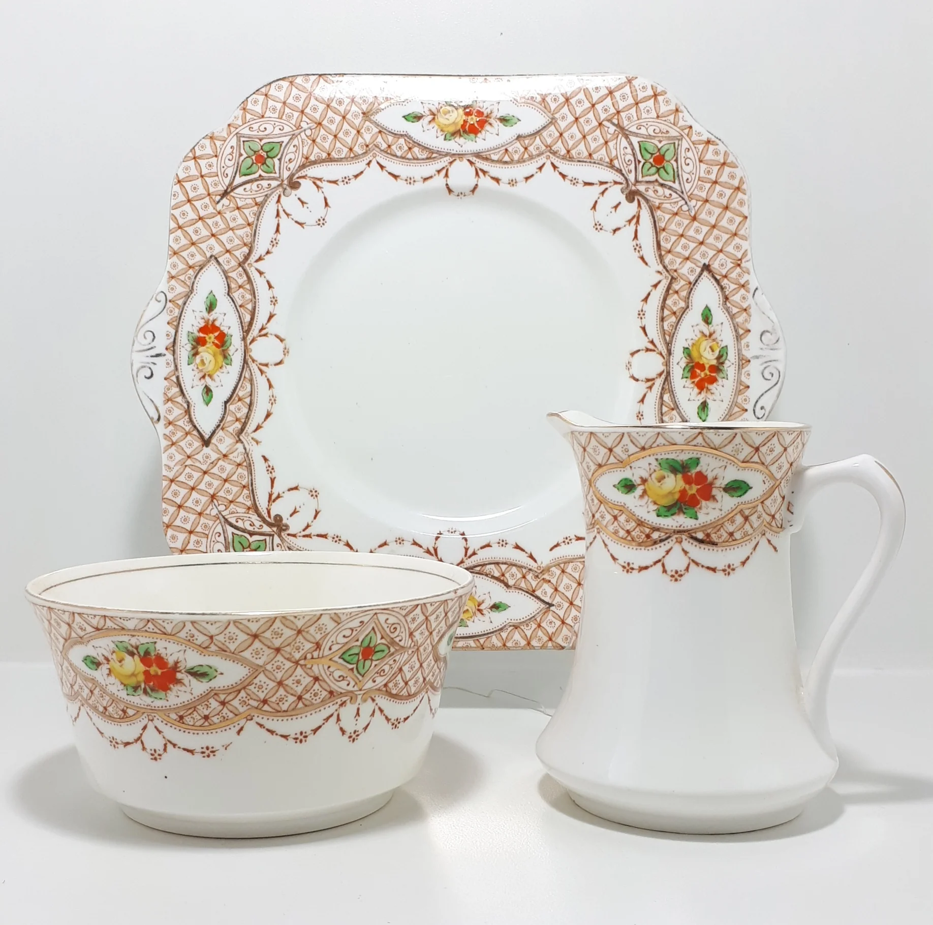 Possibly Antique (1909 – 1940) Osborne China England 15 Piece Tea Set – Wembley Pattern - Image 3