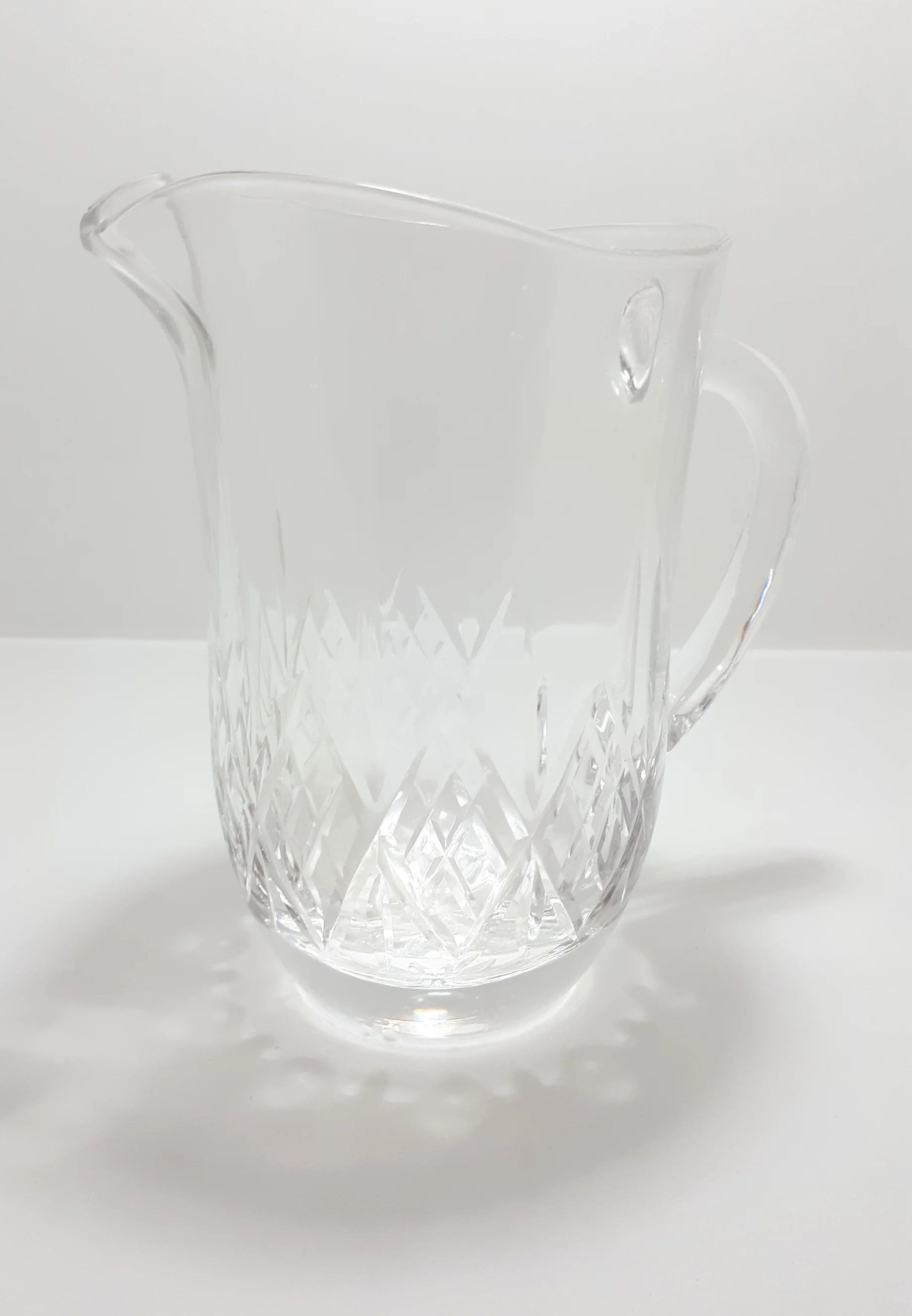 Pristine Condition Cut Lead Crystal Pitcher With Diamond Crosshatch Patterning - Image 5