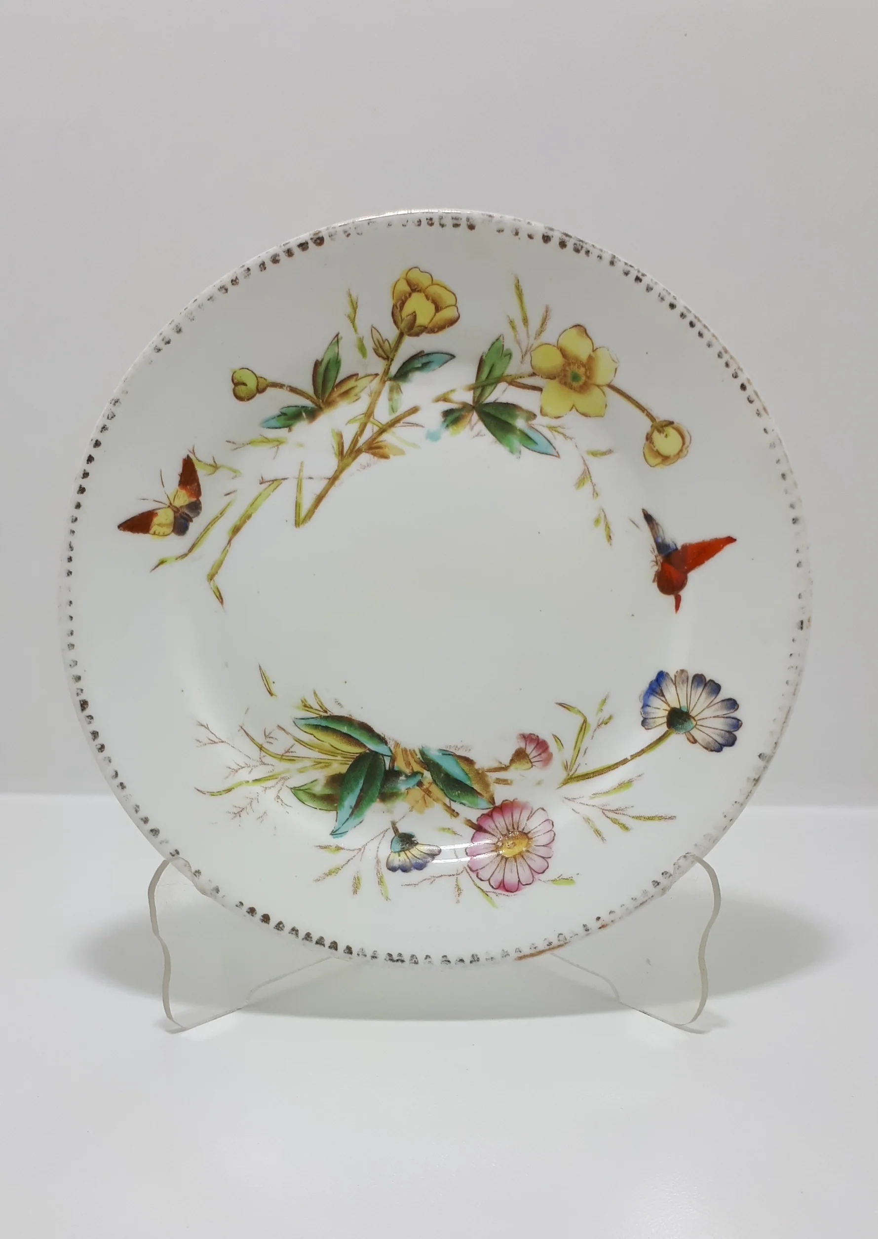 Rare Antique 1885-1891 Waine & Bates, Longton Fine Porcelain Tea Plate Rd No 51238
