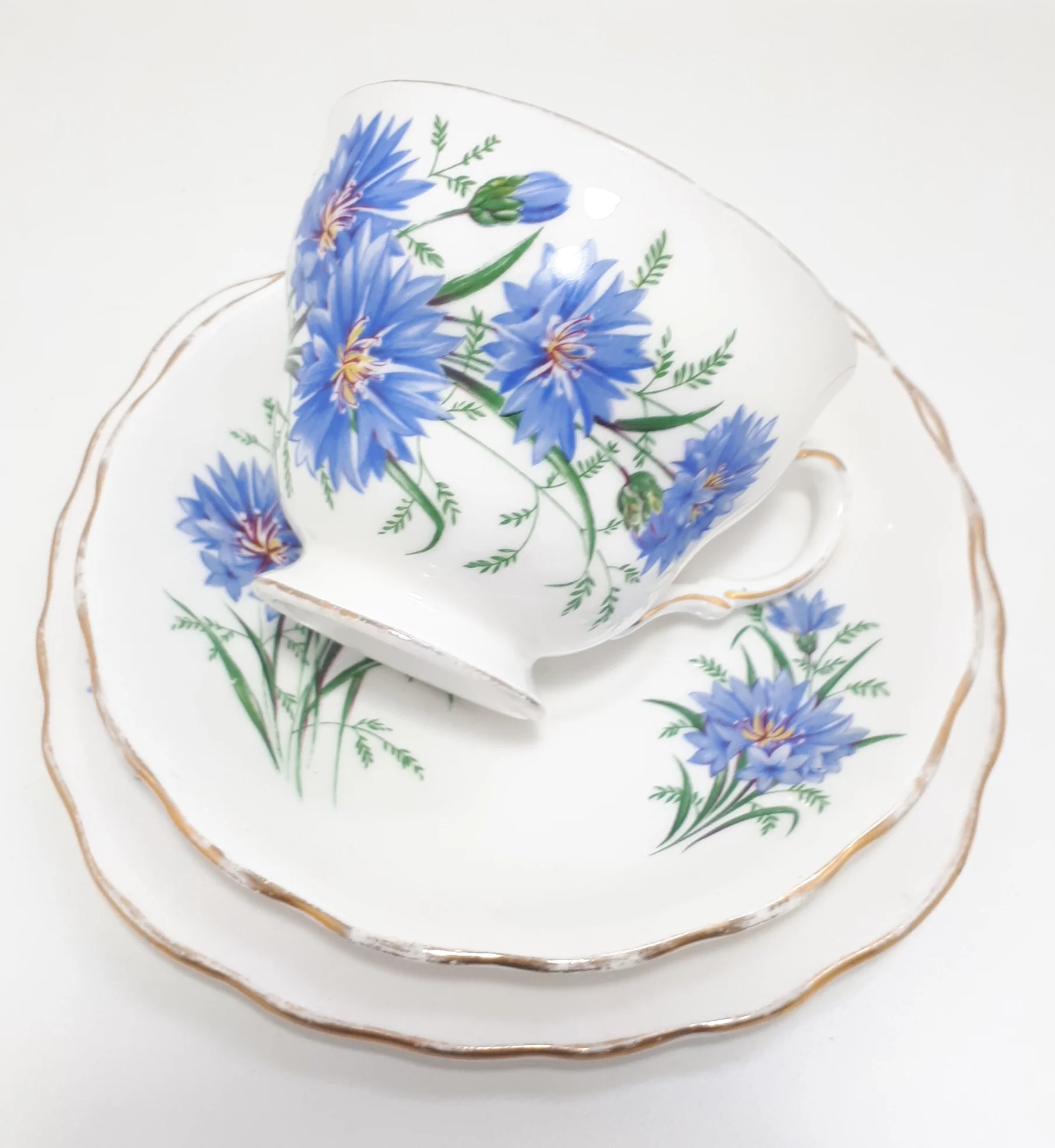 Royal Vale Blue Cornflower Tea Trio – Pattern 7513 - Image 3