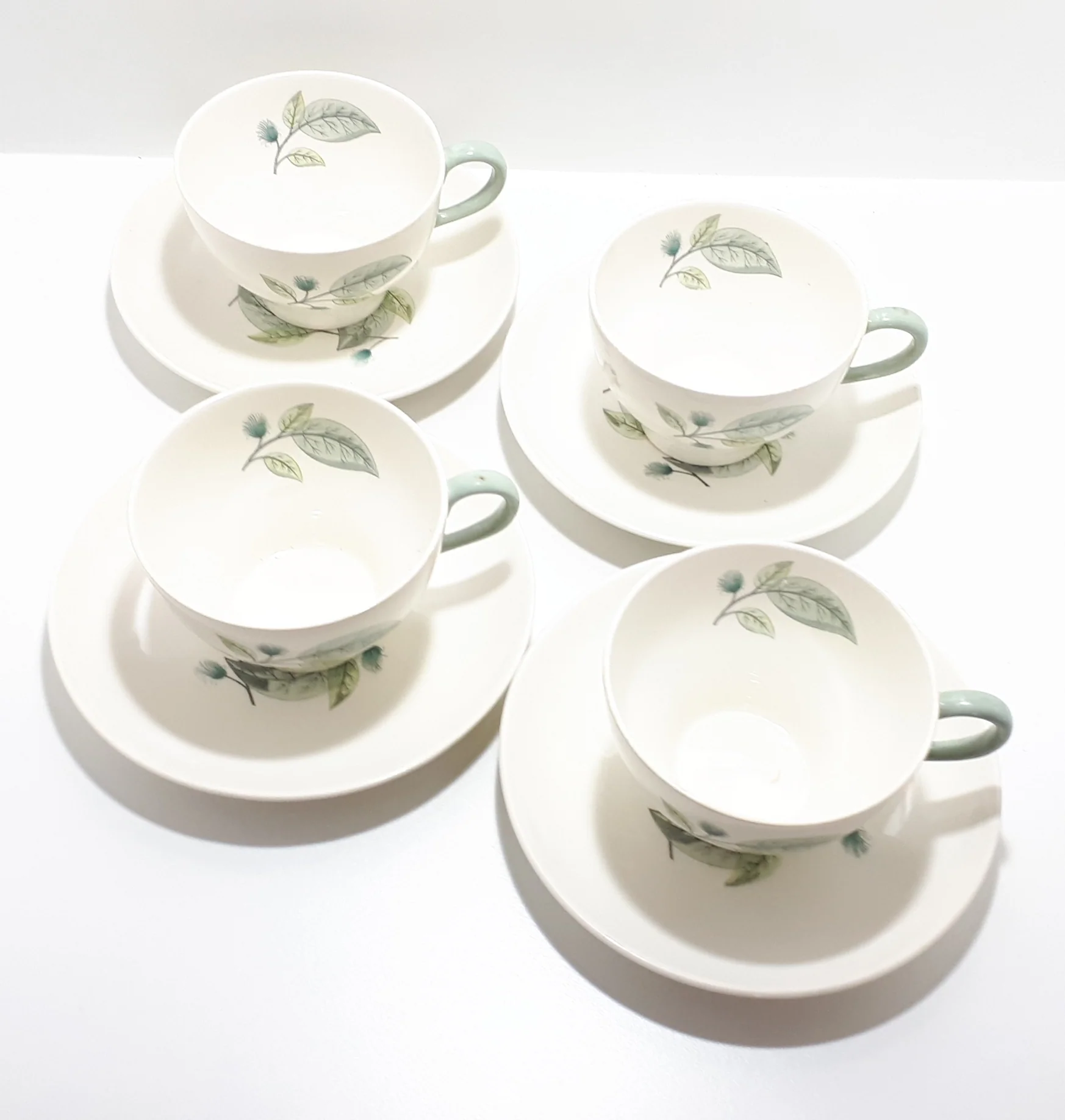 Set Of 4 Vintage Wedgwood Fine Porcelain Larger Tea/Coffee Duos – Woodbury Pattern - Image 8