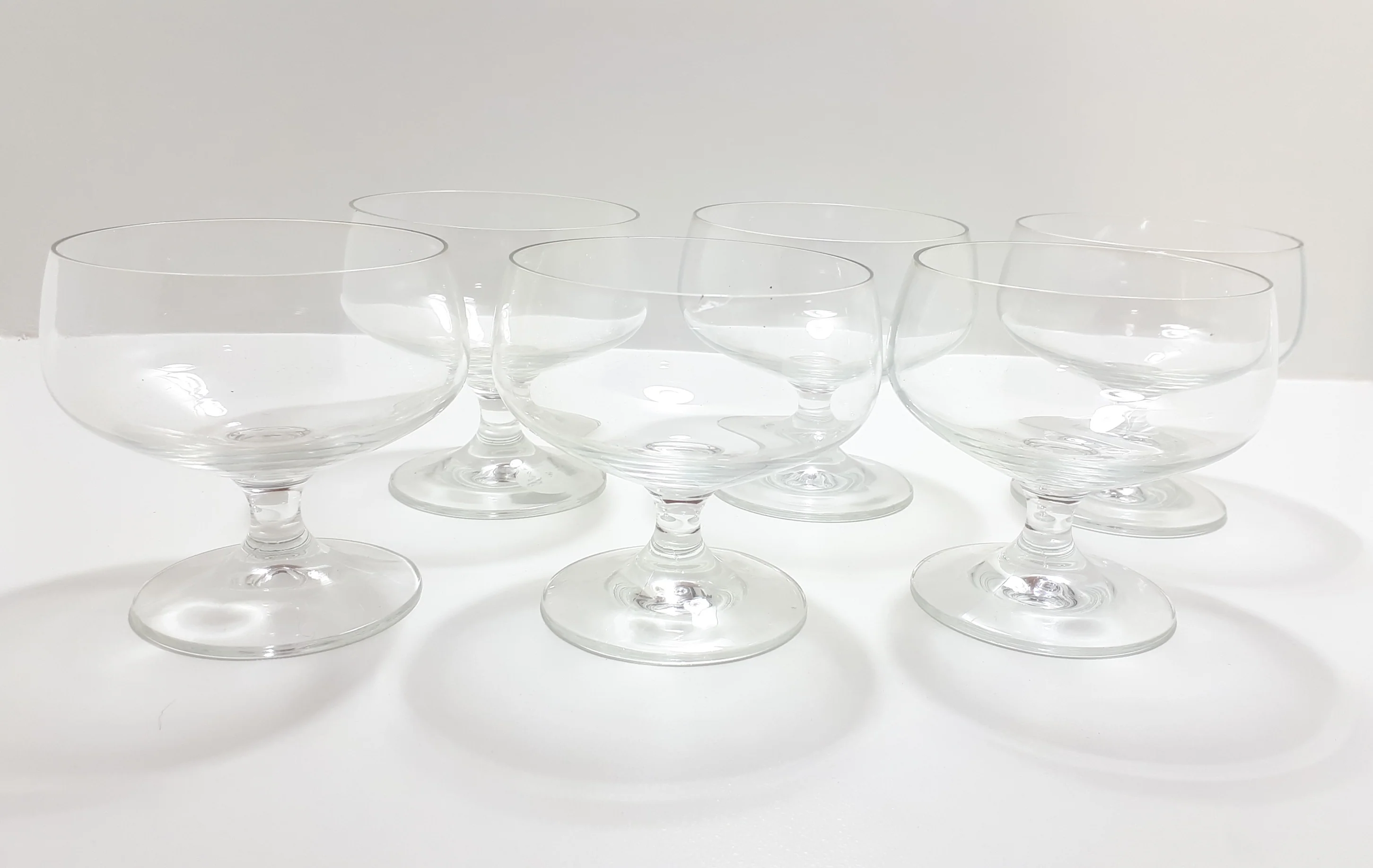 Set Of 6 Glass Pedestal Dessert Bowls