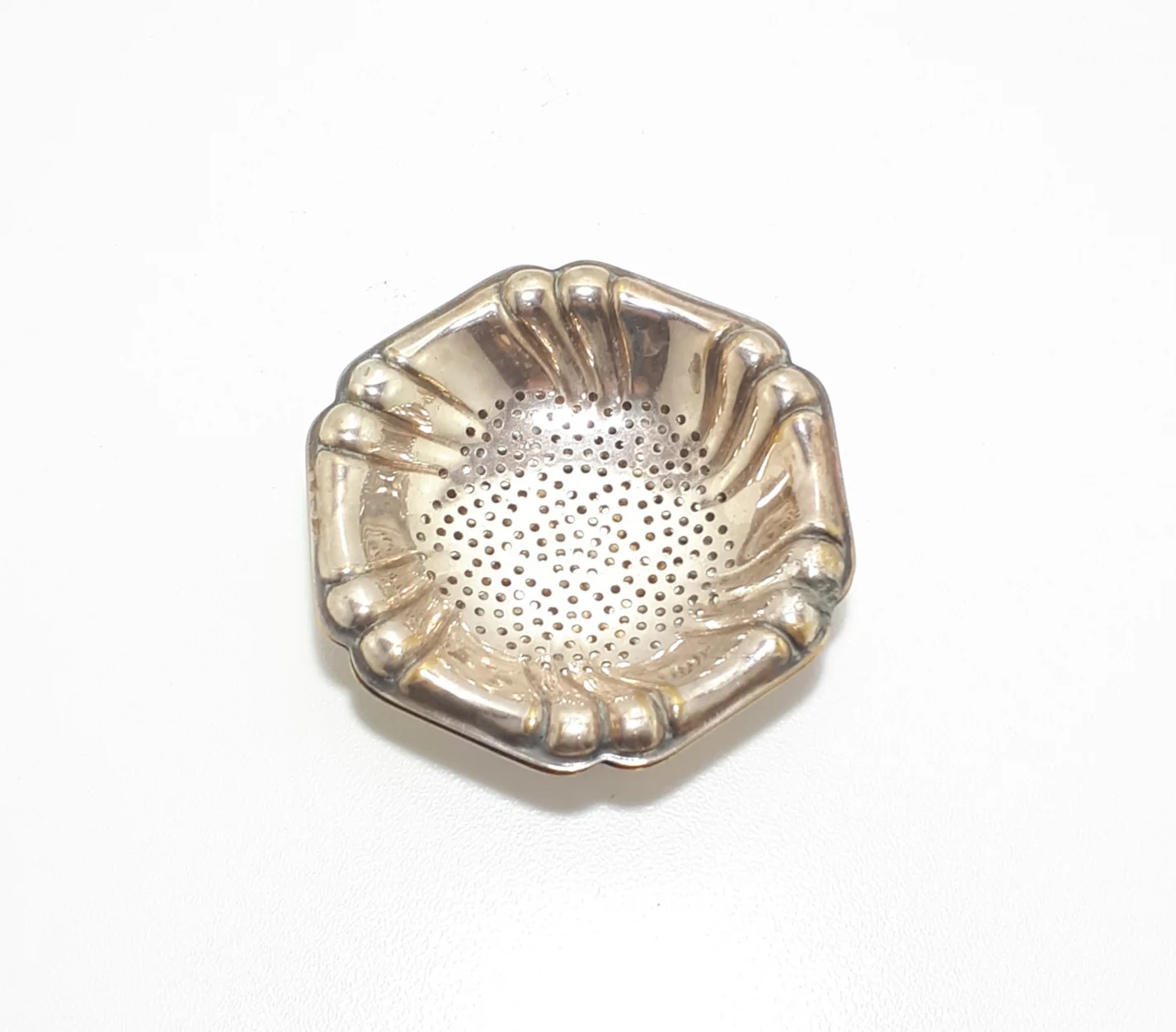 Silver Plate On Brass Vintage Swedish Tea Strainer With Matching Drip Tray