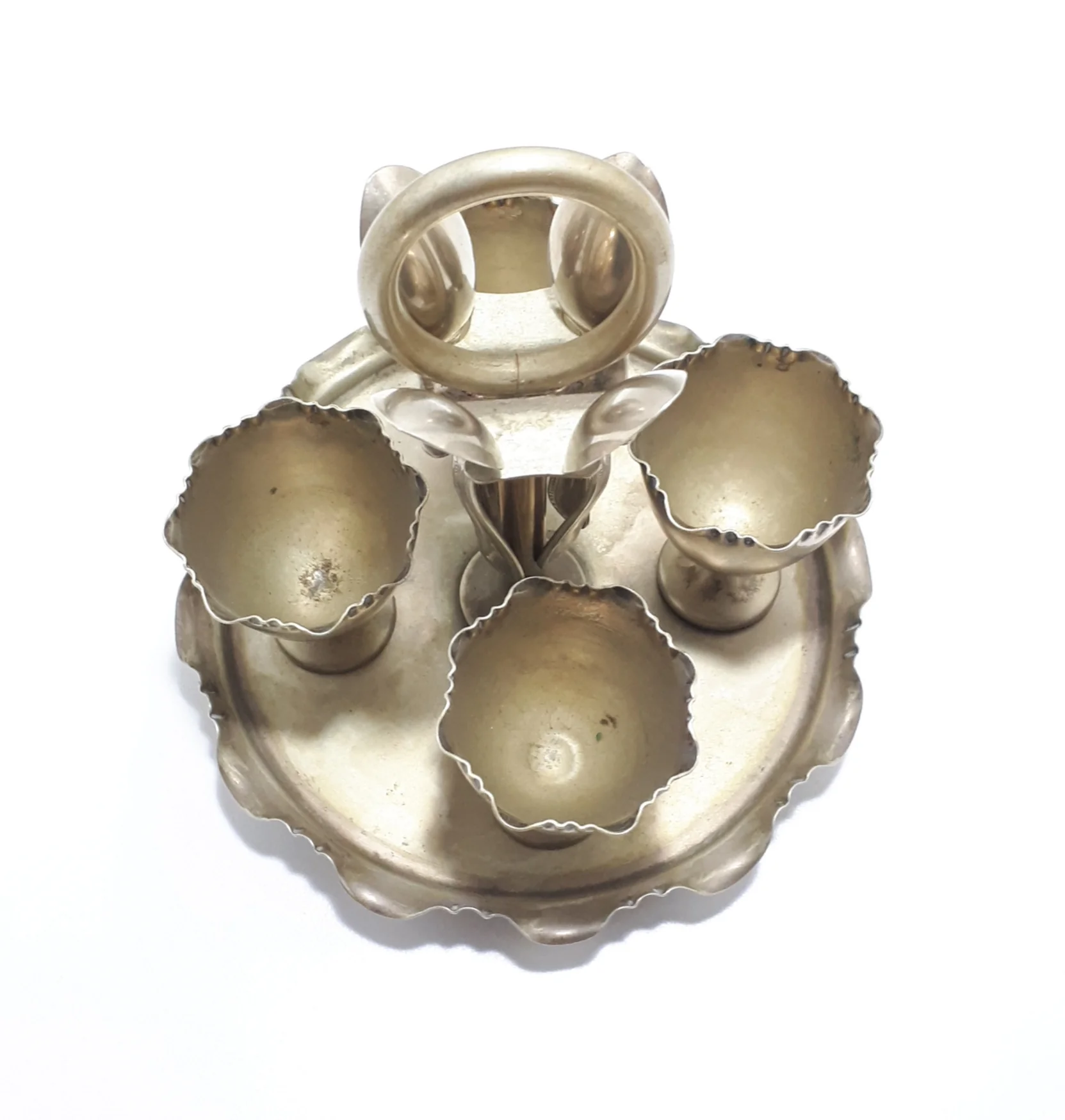 Silver Plated Stand Holding 4 Egg Cups & Spoons - Image 5