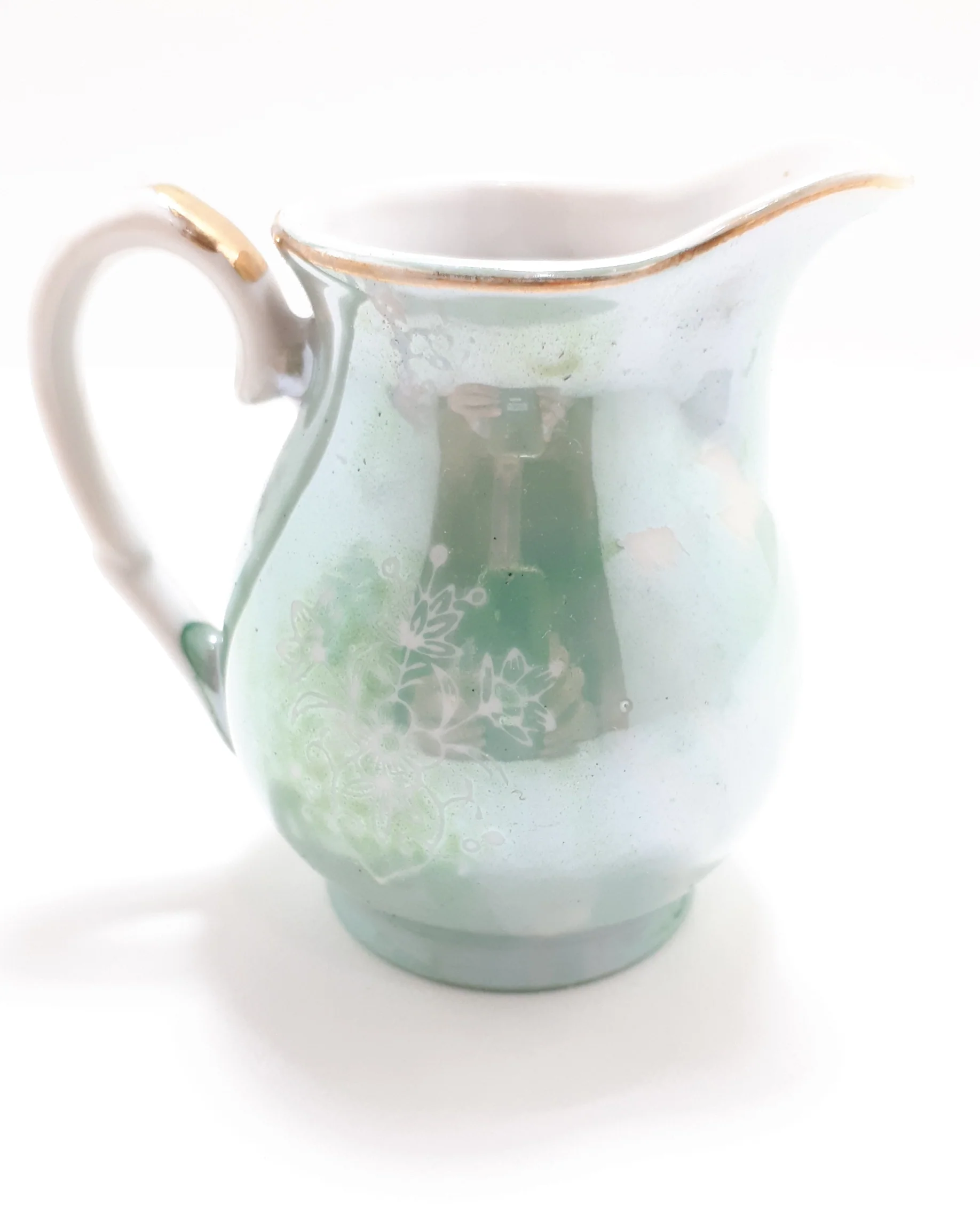 Small Porcelain Lustre Ware Creamer With Gold Trim - Image 3