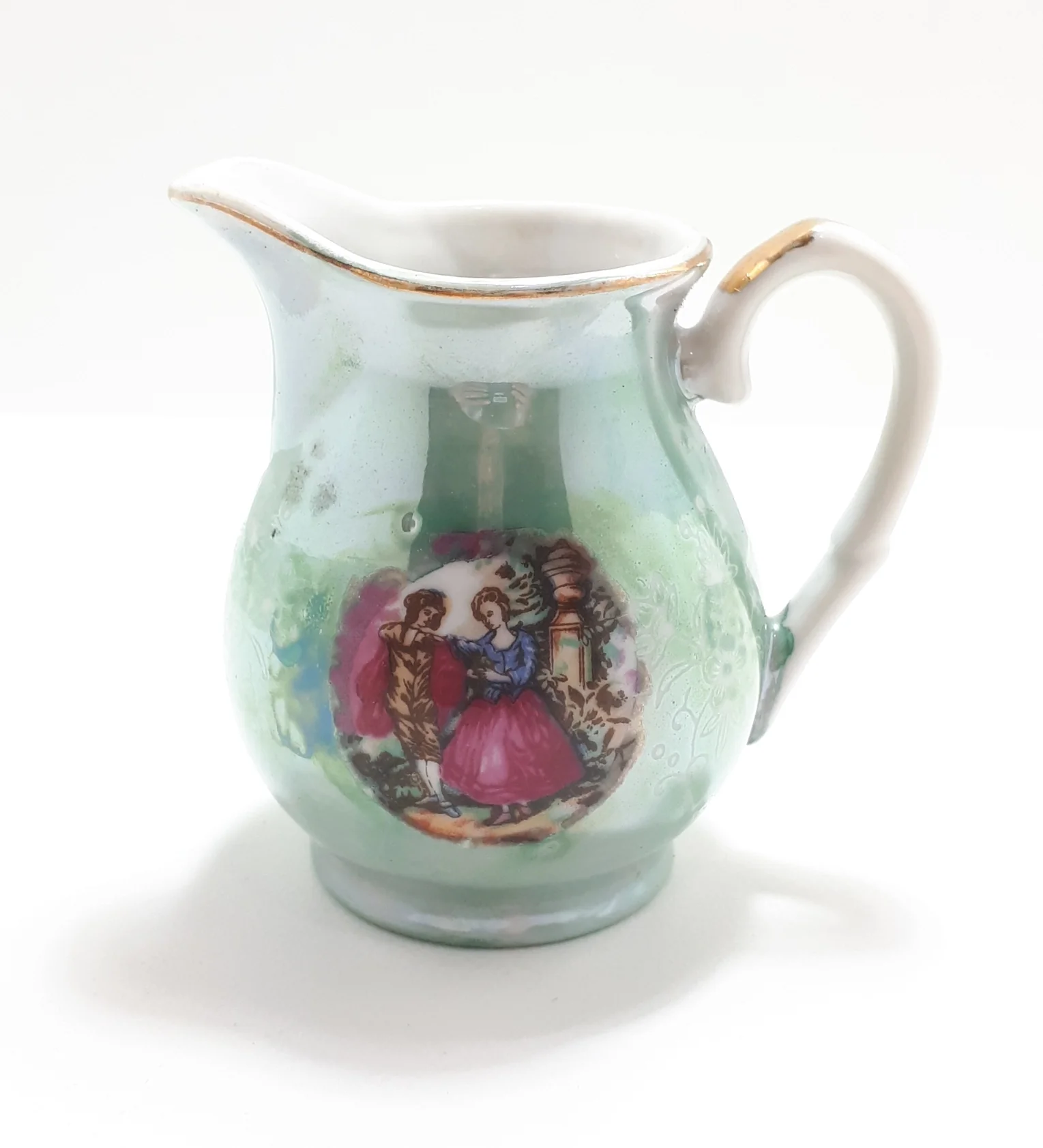 Small Porcelain Lustre Ware Creamer With Gold Trim - Image 6