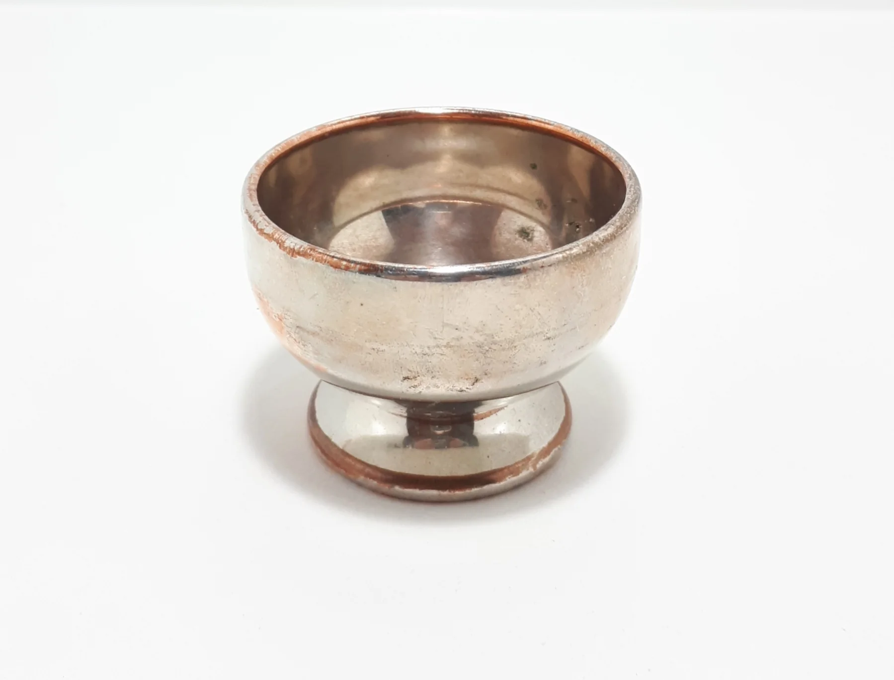 Small Silver Plated (Silver Plate On Copper) Open Salt Cellar