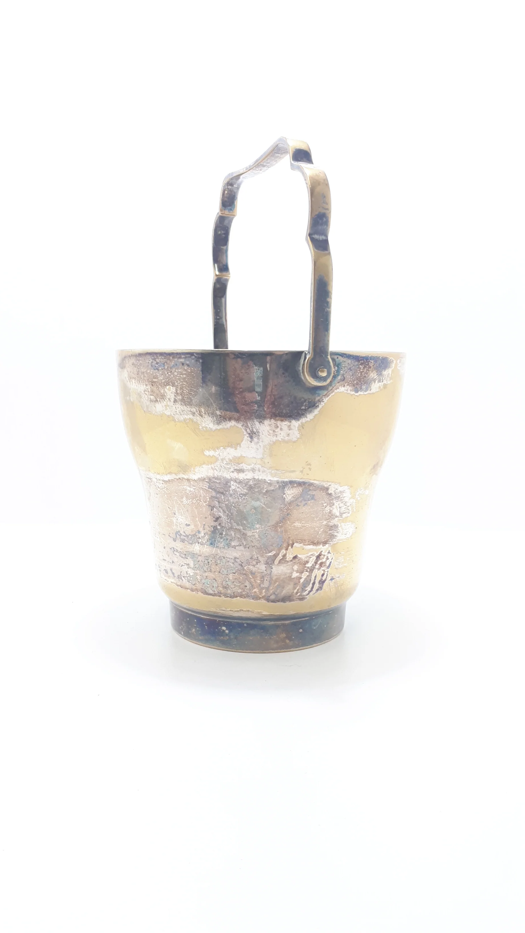 Small & Solid Vintage Ice Bucket With Swing Handle