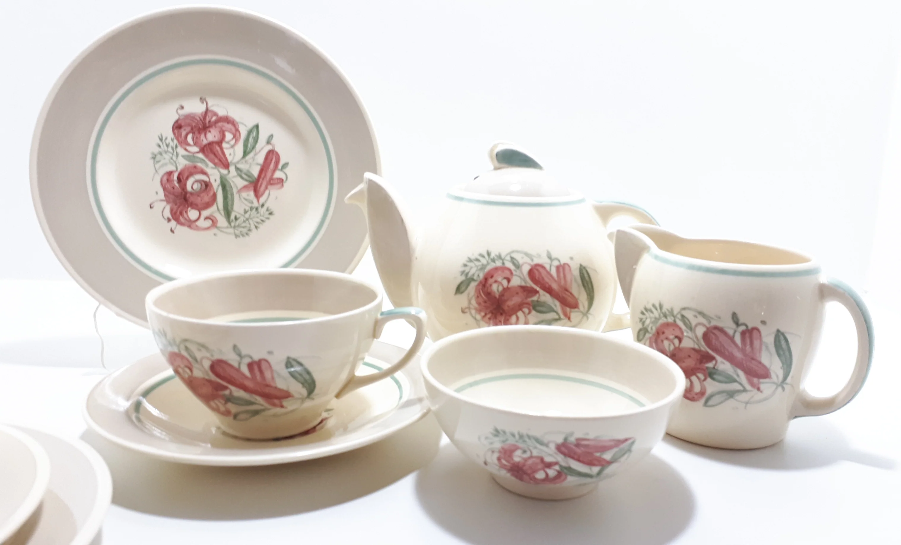 Susie Cooper Tea Set For Two – Kestrel Shape & Tiger Lily Pattern - Image 2