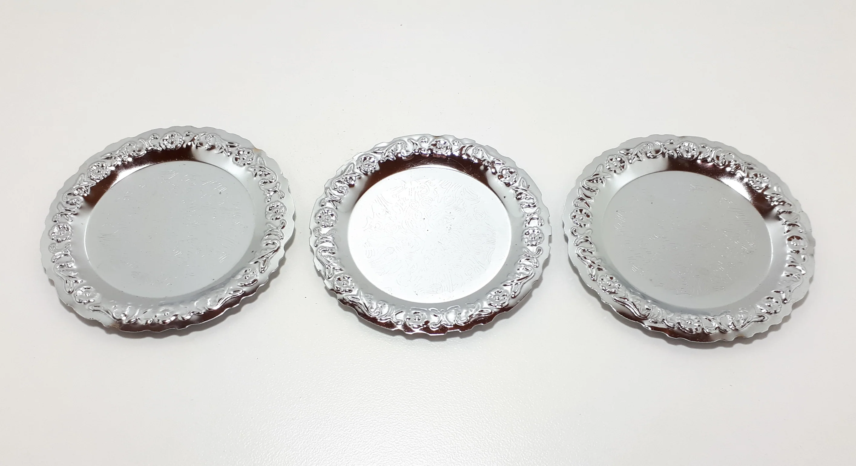 Three Decorative Silver Metal Coasters - Image 5