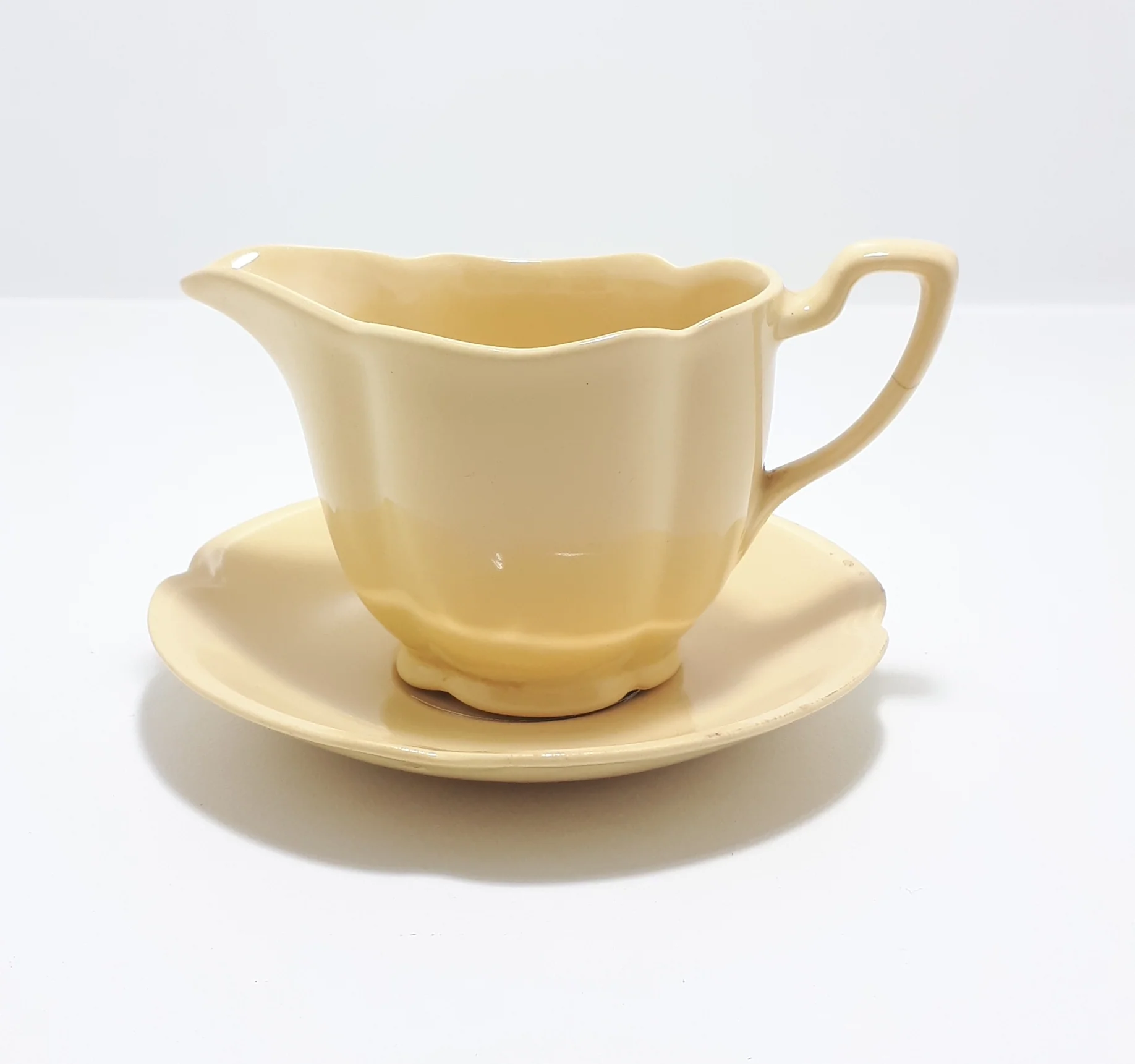 Vintage 1925-1970's Johnson Bros "Golden Dawn” Small Porcelain Creamer & Matching Saucer