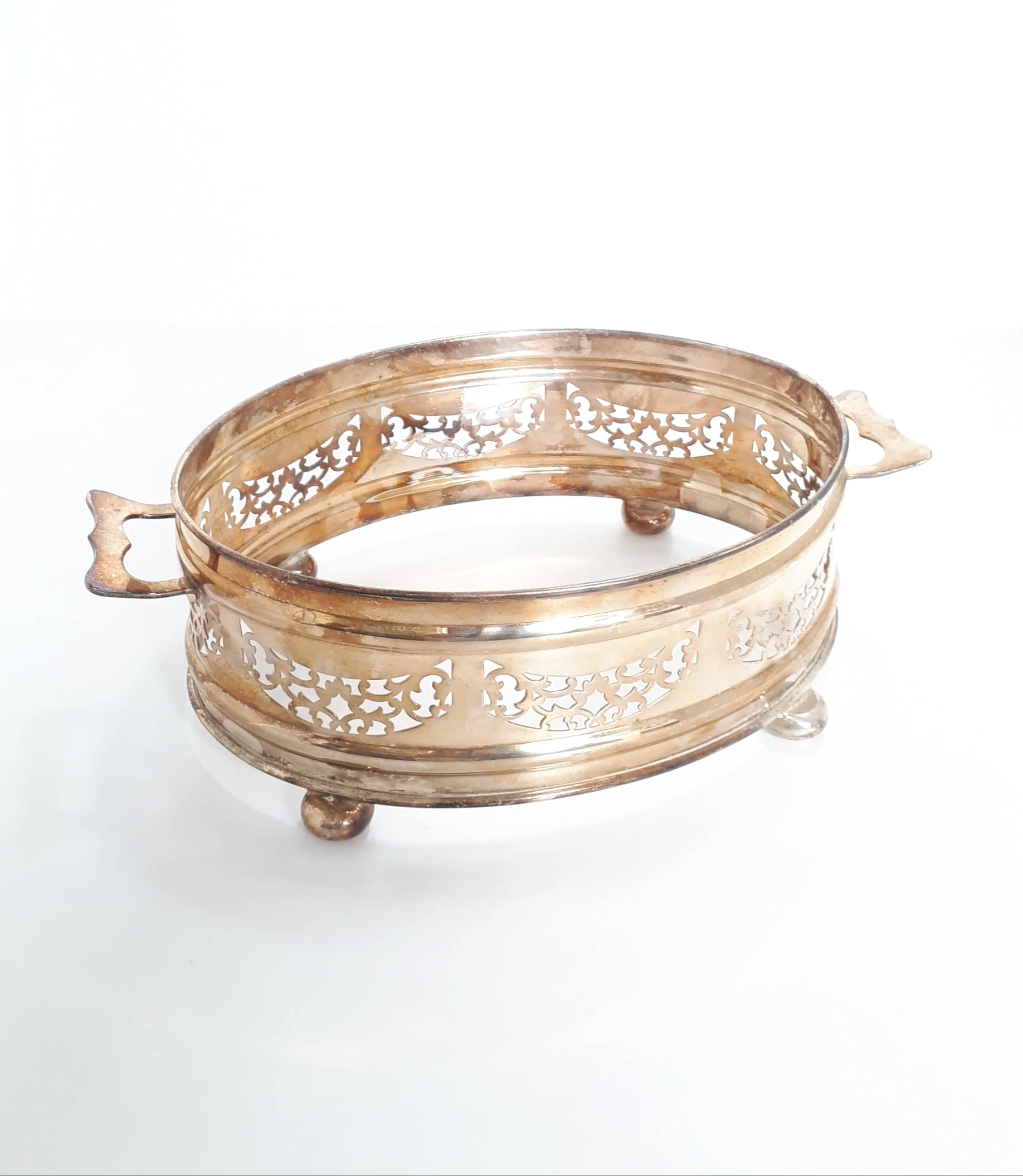 Vintage 1929 – 1947 William James Myatt & Co. (Manco Plate), Birmingham, Pierced Metal Silver Plated Oval Casserole Dish Stand