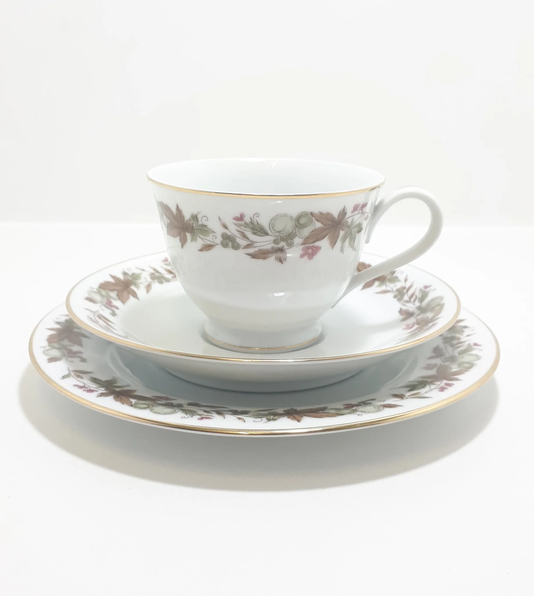 Vintage 1960-1979 Royal Ceramics (Noritake) Japanese Fine Porcelain Tea Trio, Cup, Saucer & Tea Plate – Westwood Pattern - Image 2